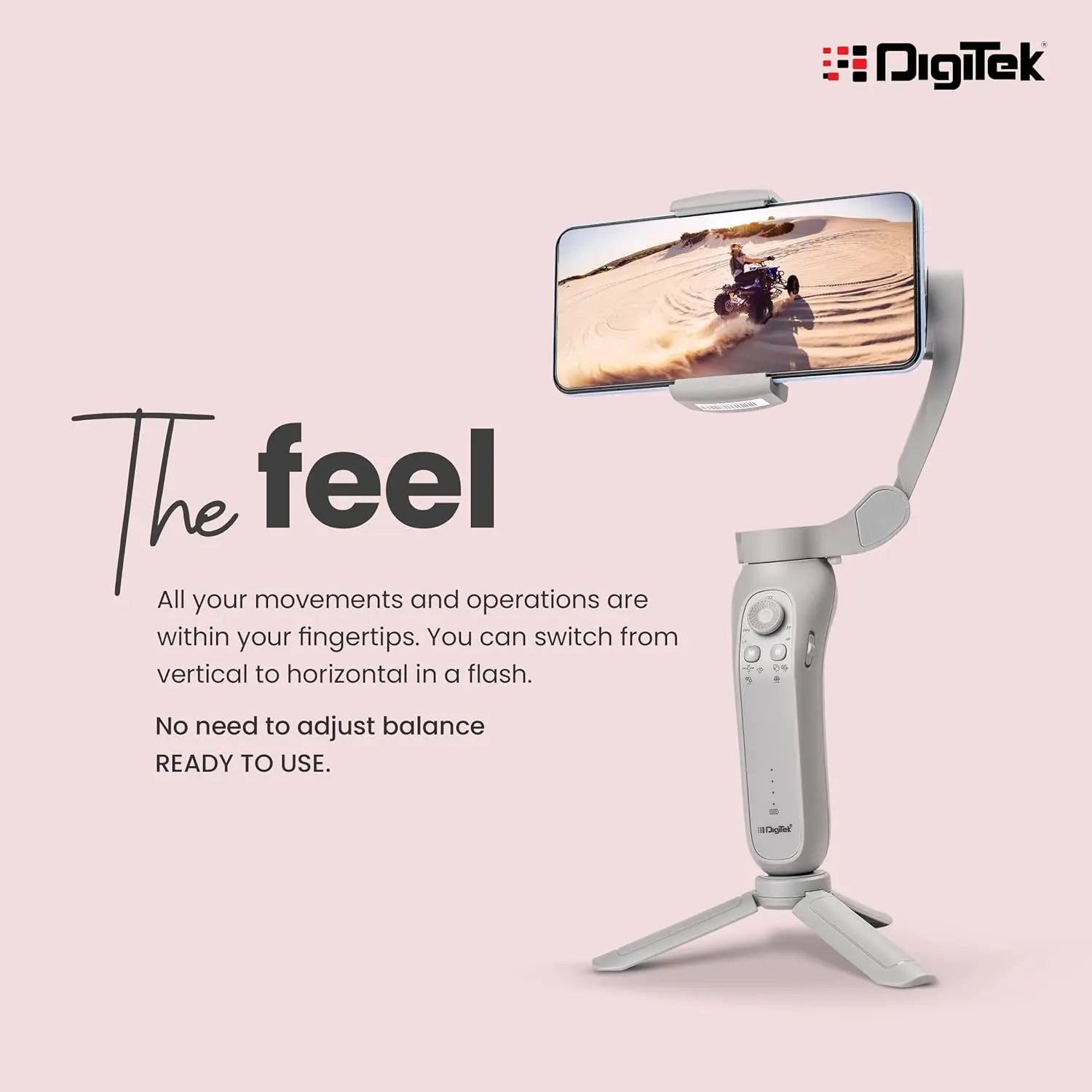Digitek DSG-007F AI 3 Axis Wide Angle Smartphone Gimbal with AI Tracker & 5 hrs Working time