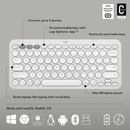 Logitech Keyboard Mouse Pebble 2 Combo White