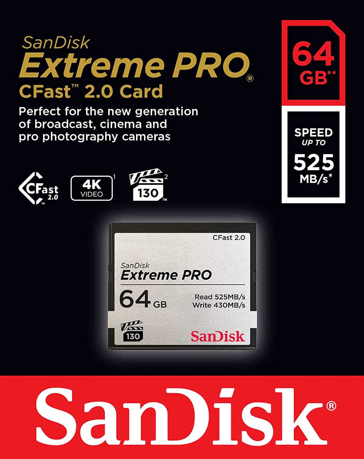 SanDisk 64GB Extreme Pro CFast 2.0 Memory