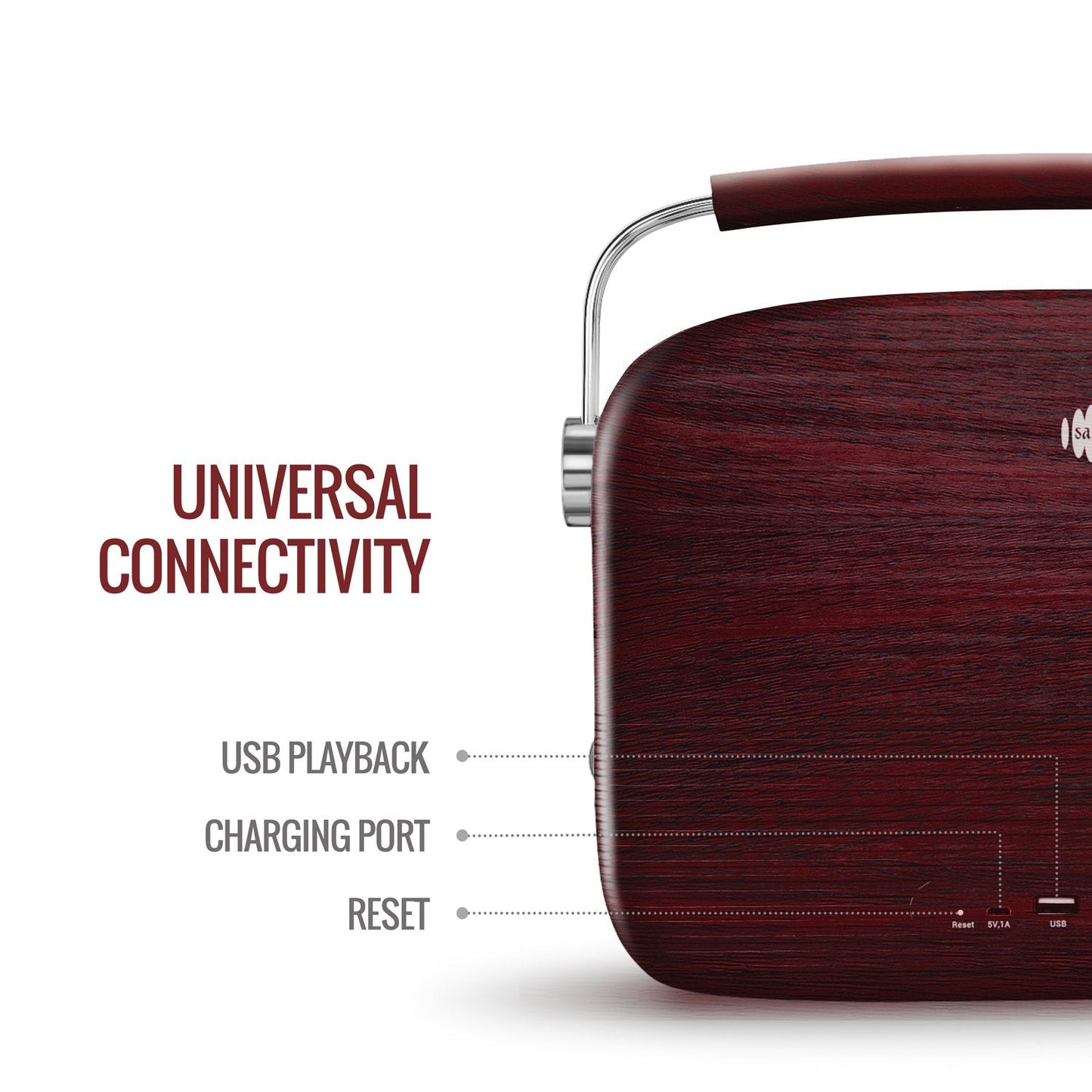 Saregama Carvaan Portable Wireless Speaker with USB FM Bluetooth & 5000 Pre Installed Songs - Cherywood Red