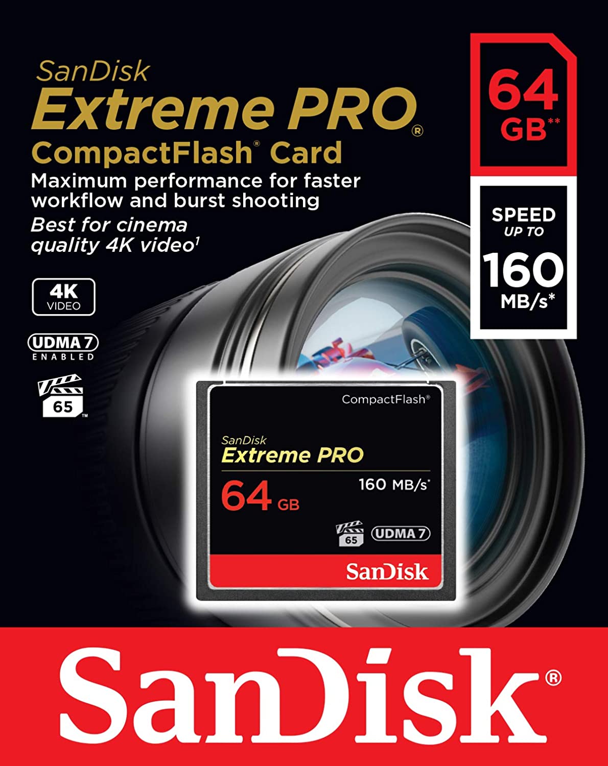 SanDisk 64GB Extreme PRO Compact Flash Memory Card 160MB/s