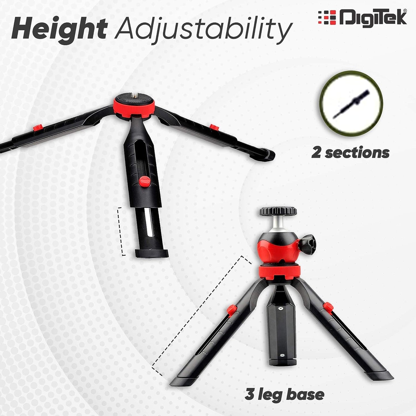 Digitek DTR-200MT 18CM Flexible & Portable Mini Tripod with Smartphone Holder & 360
