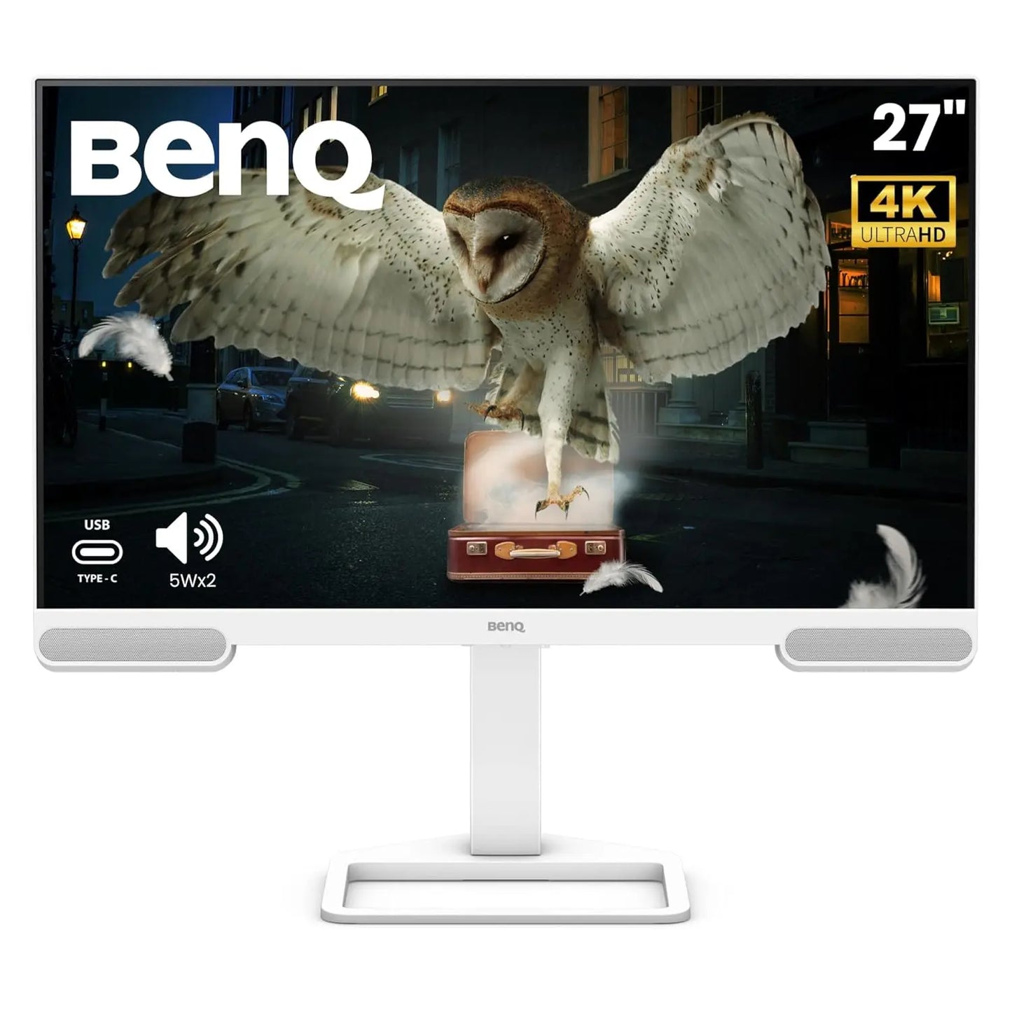 BenQ EW2790U 27” 4K UHD 3840x2160 Entertainment Monitor with 95% P3 AI Contrast 5Wx2 treVolo Speakers White