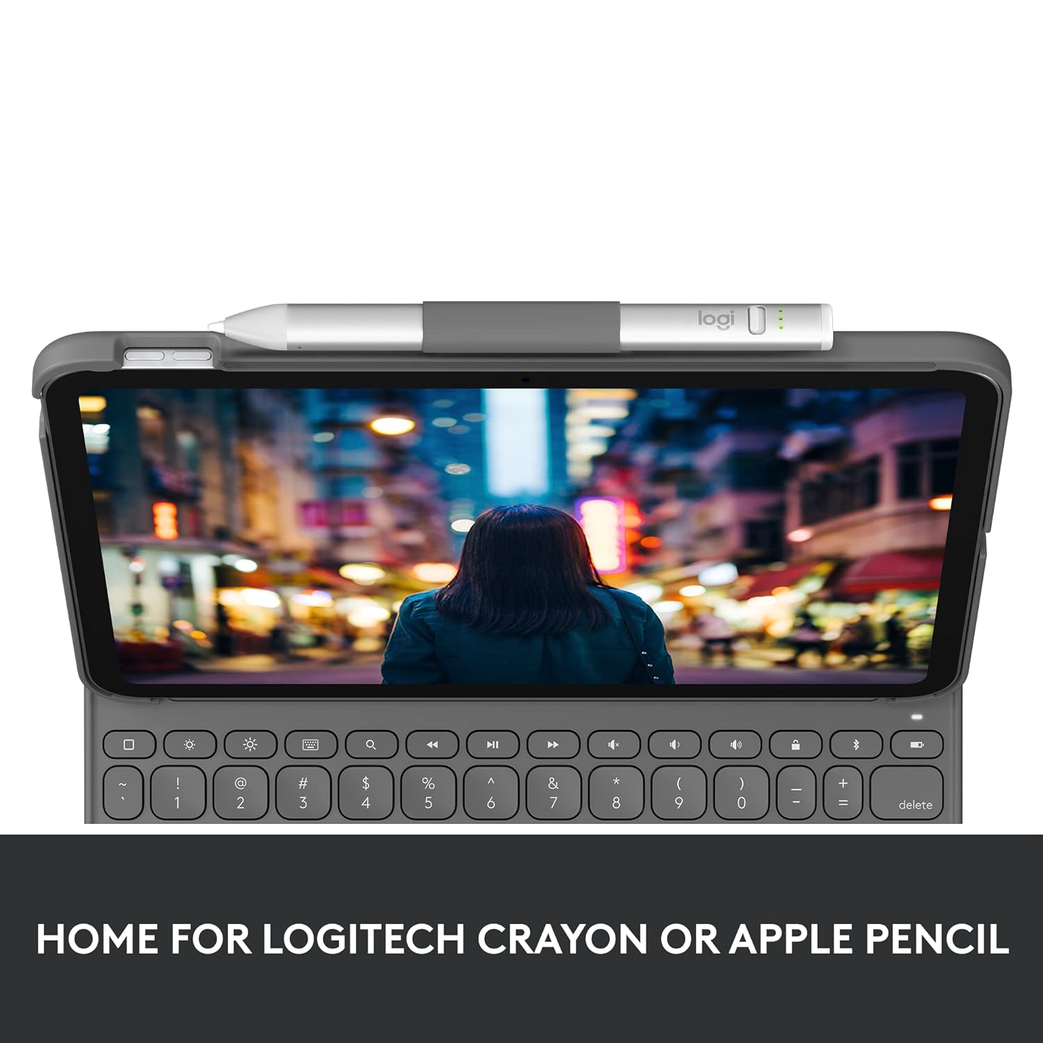 Logitech Slim Folio Keyboard Case for iPad (10th Generation) with Integrated Bluetooth Wireless Keyboard Grey