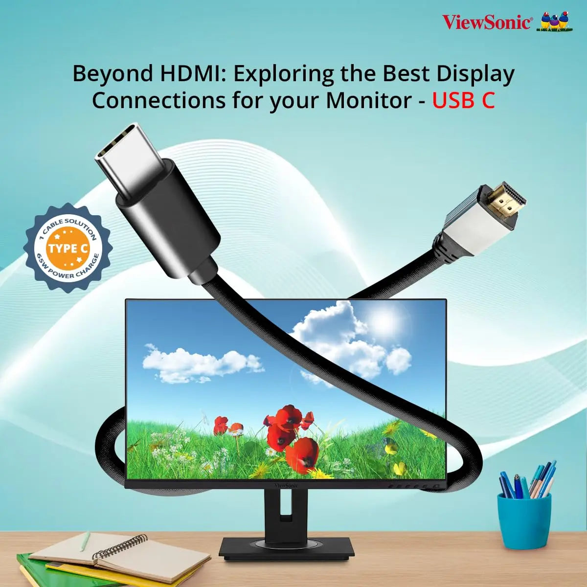 ViewSonic 24 Inch IPS FHD Professional Monitor USB Type-C and 2W Dual Speakers My Store