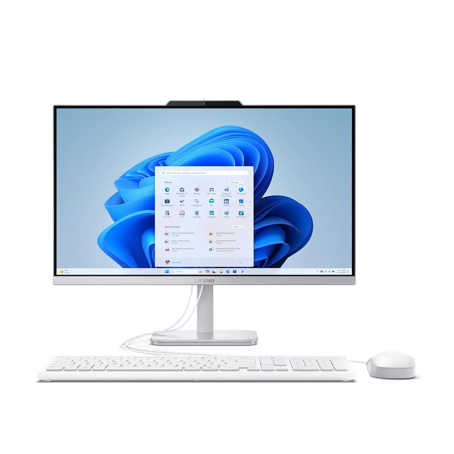 Lenovo A100 All in one F0J6005FIN Intel N100 Processor/8GB RAM/512GB SSD/Win11/Intel HD Graphics/MS Office 2024/Screen Inch 23.8/White