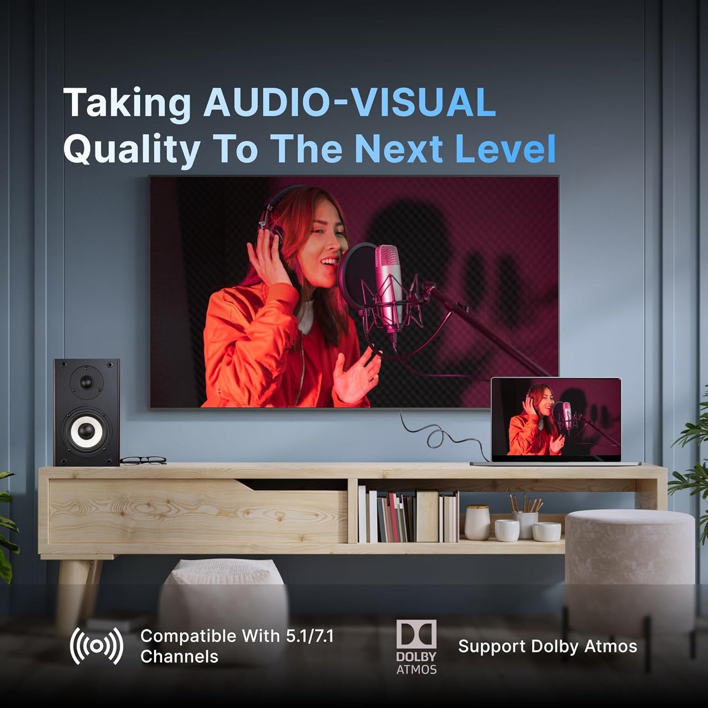 Nextech High Speed Gold Plated HDMI Male to Male Cable with Ethernet - Supports 4K @ 60Hz FPS, 3D, Audio Return, Latest Version 2.0 10 Feet/3 Meters, Spruce Grey