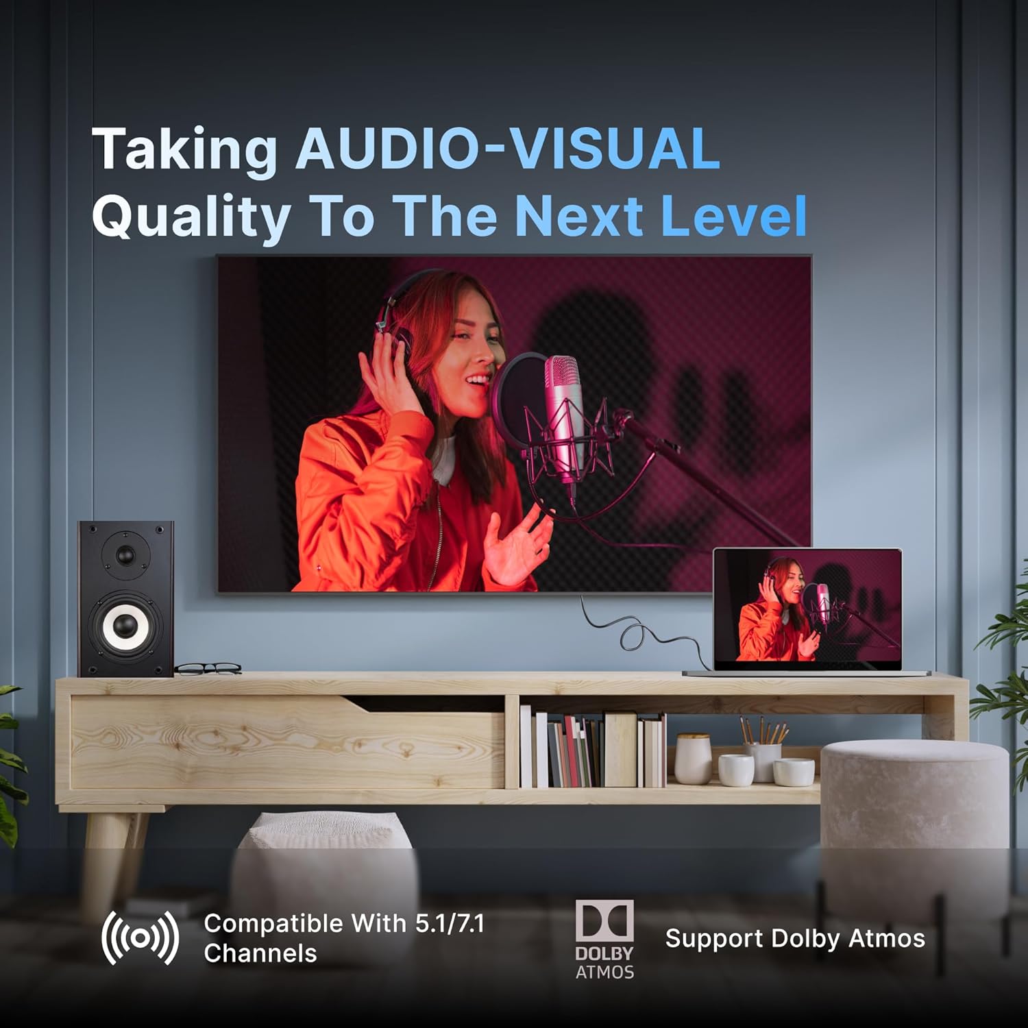 Nextech High Speed Gold Plated HDMI Male to Male Cable with Ethernet - Supports 3D, Audio Return, 4K @ 60Hz FPS, Latest Version 2.0 (6 Feet/1.8 Meters), Spruce Grey