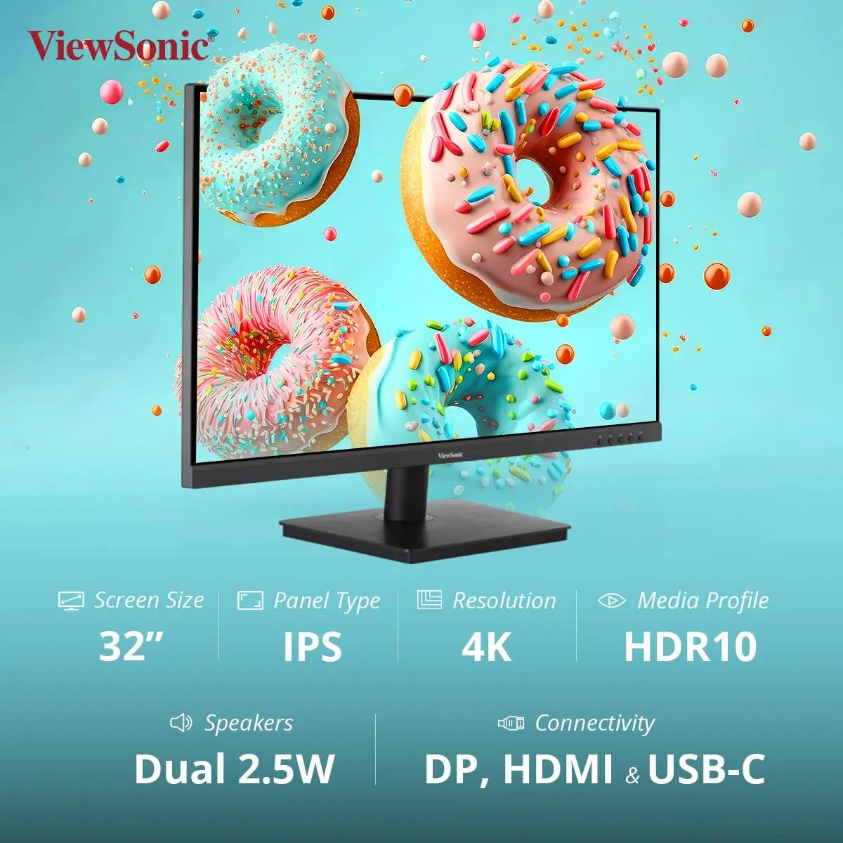 ViewSonic 32" VA3209U-4K UHD IPS HDR10 USB Type-C Monitor with Speakers My Store