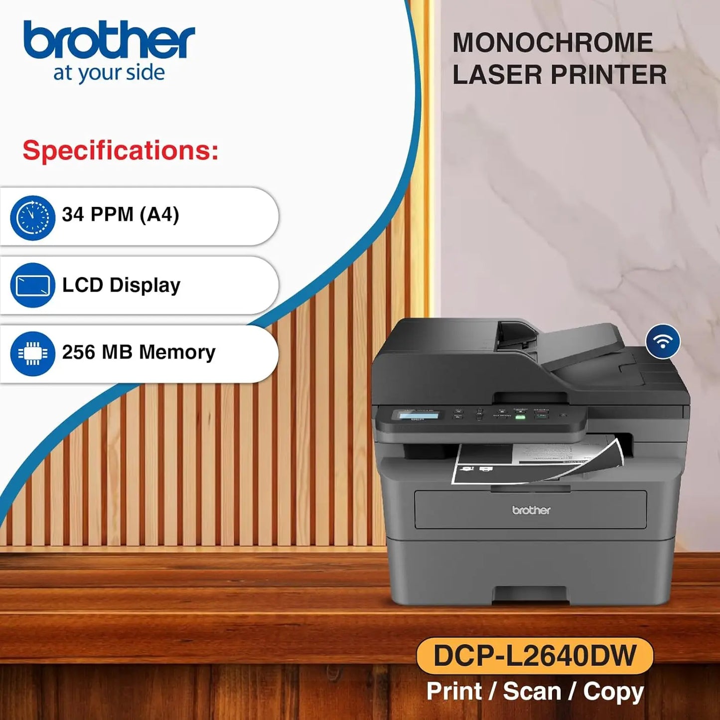Brother Laser Printer DCP L2640DW A4 Print Scan Copy Duplex Wi-Fi