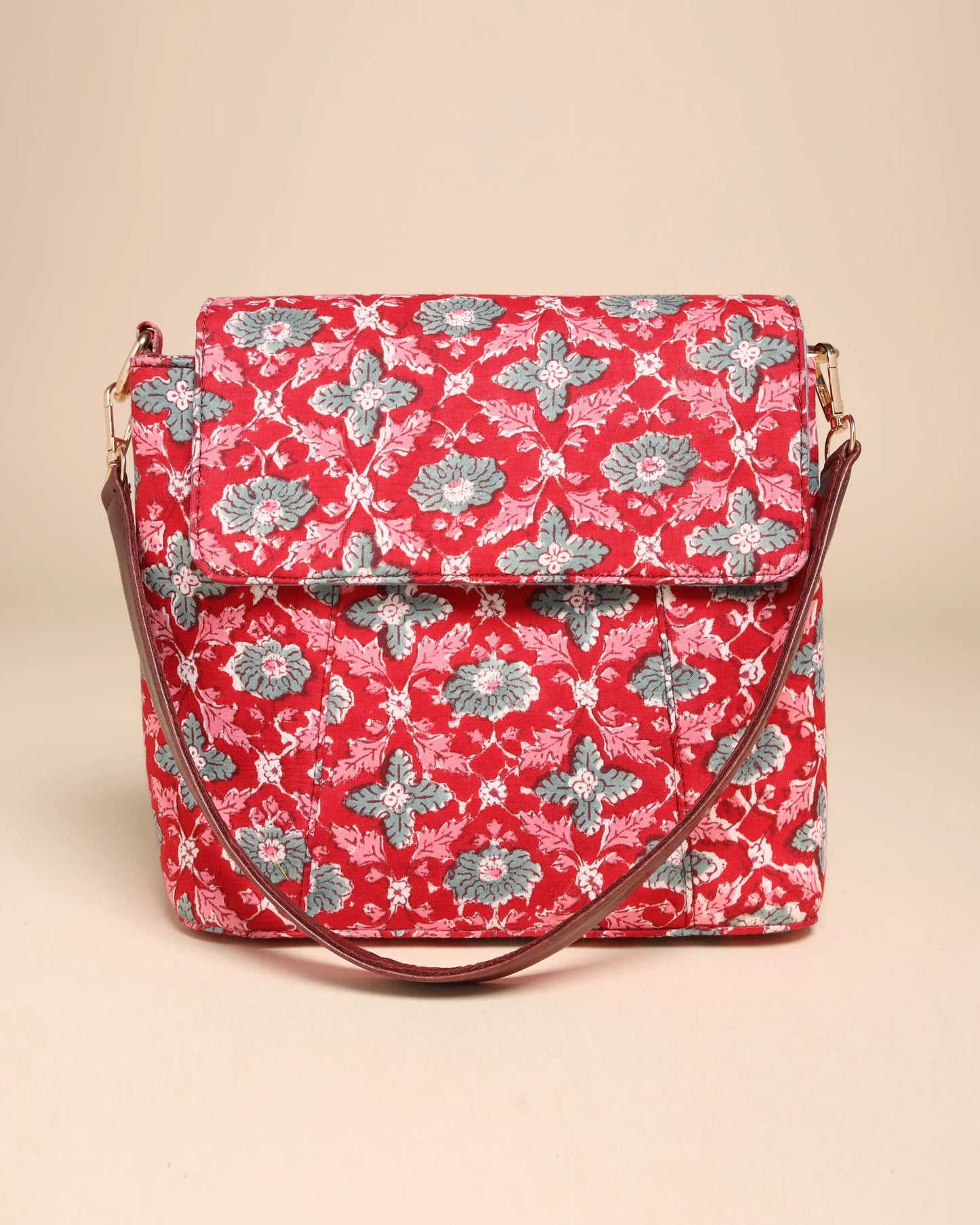 Honeycrisp Cotton Blockprinted Medium Shoulder Bag My Store