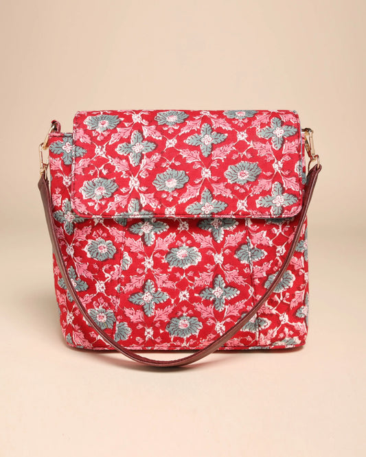 Honeycrisp Cotton Blockprinted Medium Shoulder Bag My Store