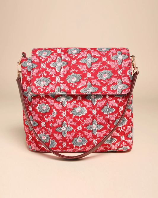 Honeycrisp Cotton Blockprinted Medium Shoulder Bag My Store