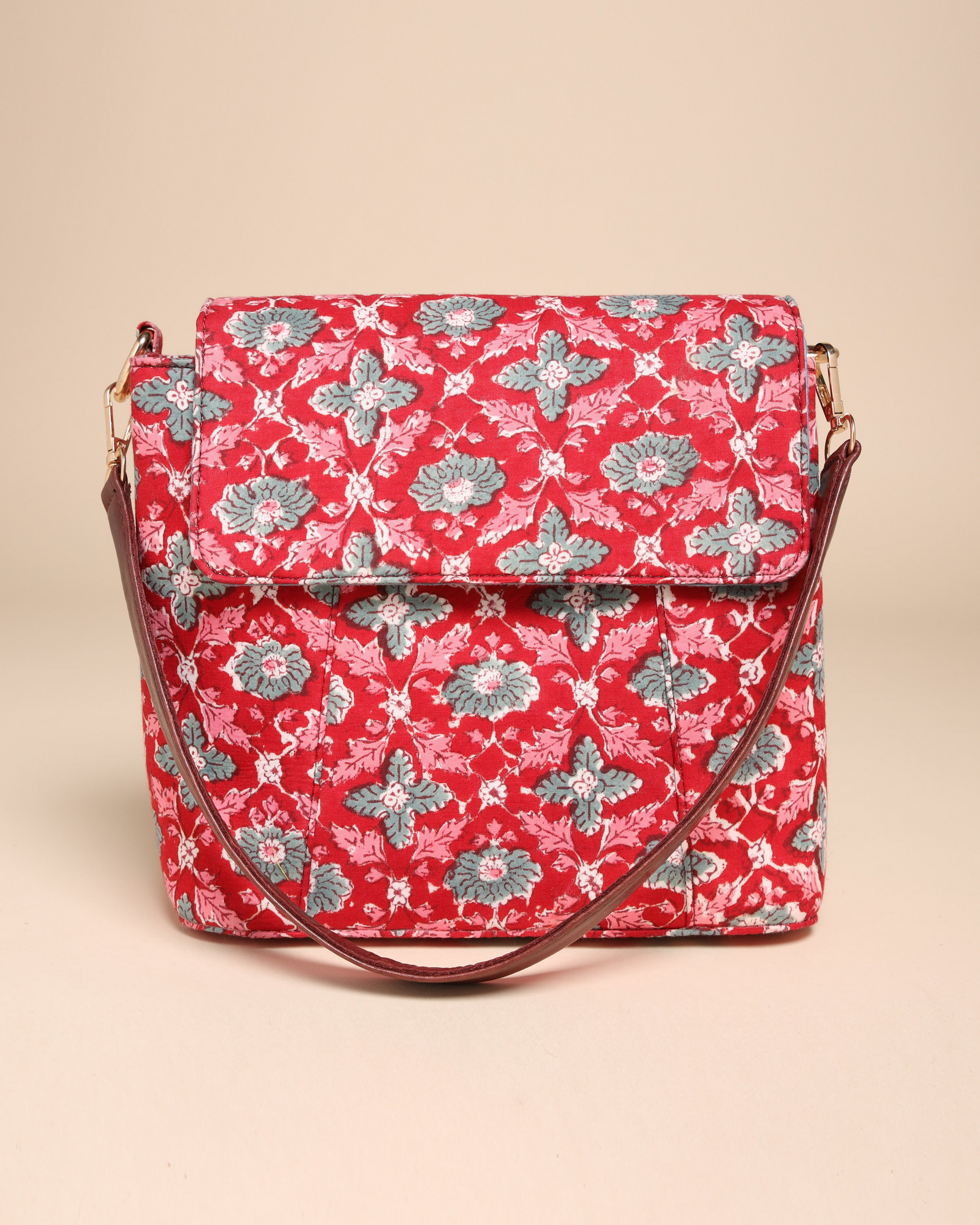 Honeycrisp Cotton Blockprinted Medium Shoulder Bag Quick Cart