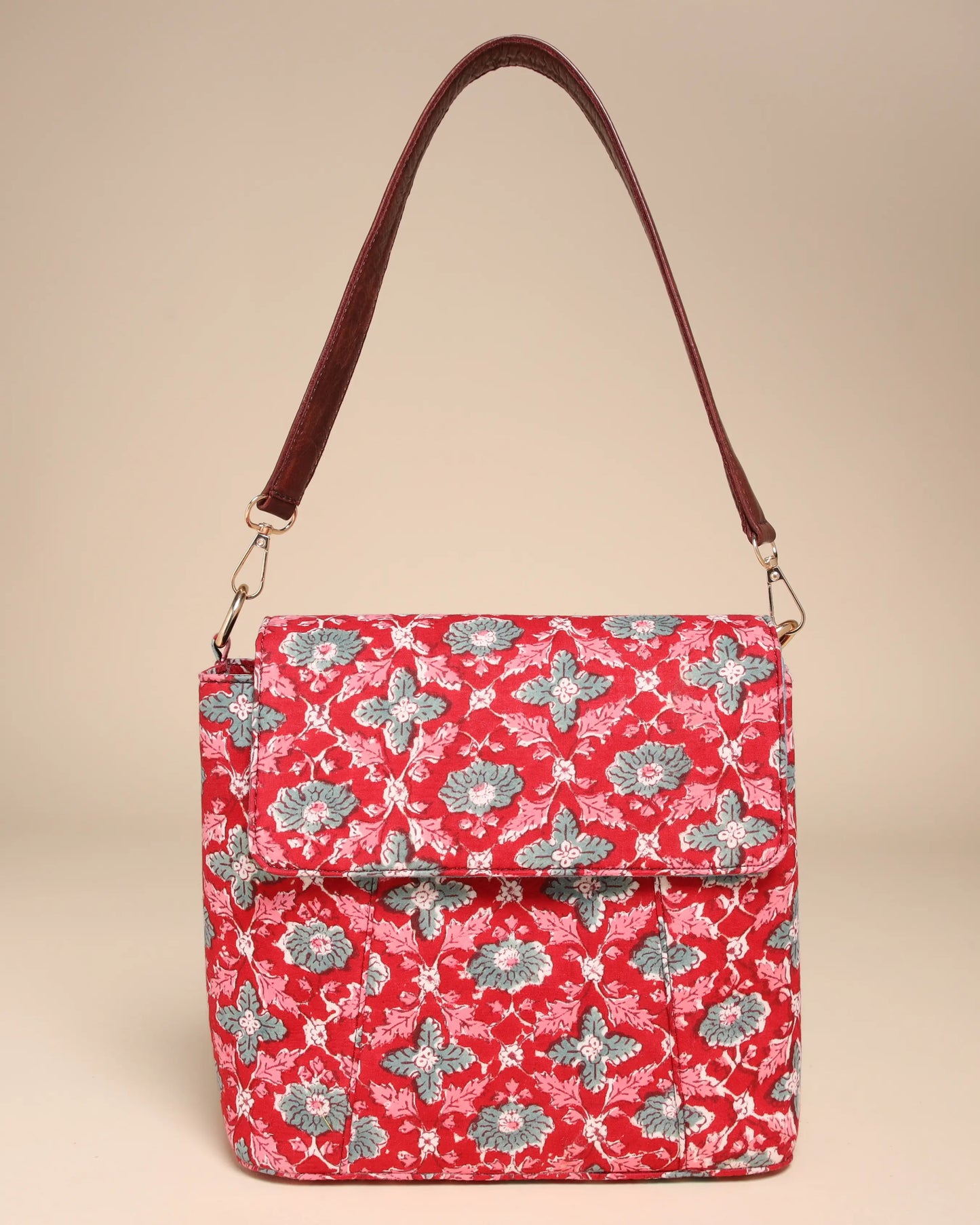 Honeycrisp Cotton Blockprinted Medium Shoulder Bag My Store