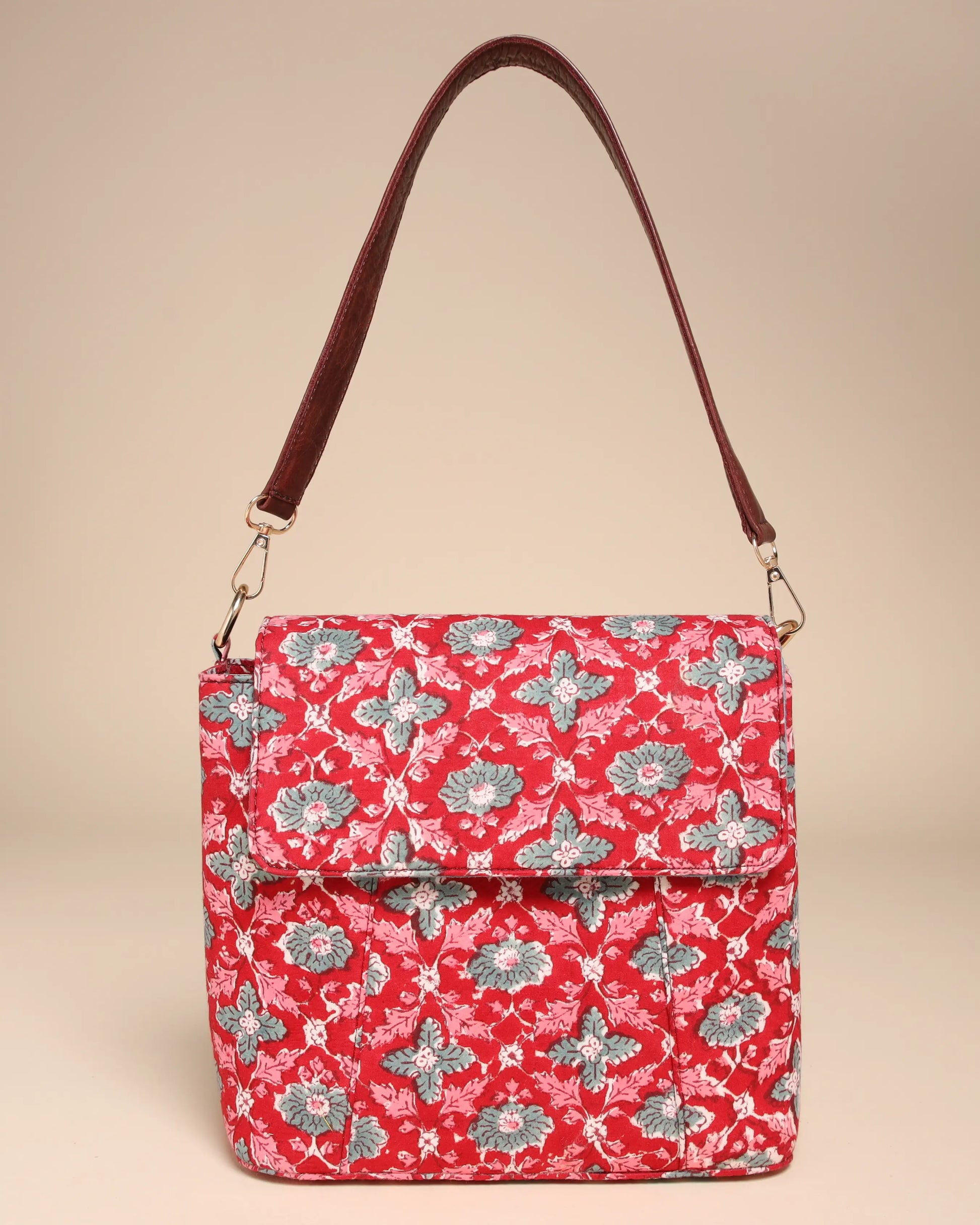 Honeycrisp Cotton Blockprinted Medium Shoulder Bag My Store
