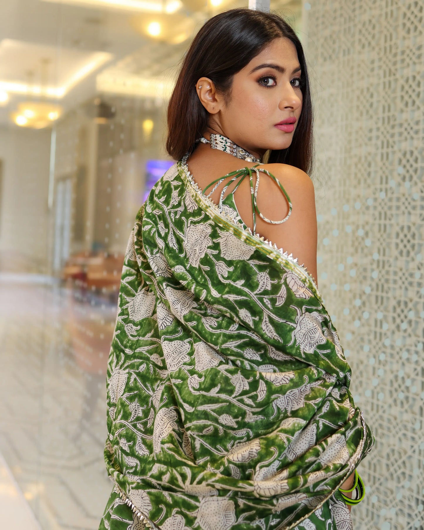 Green Butterfly Handblock Sharara Set My Store