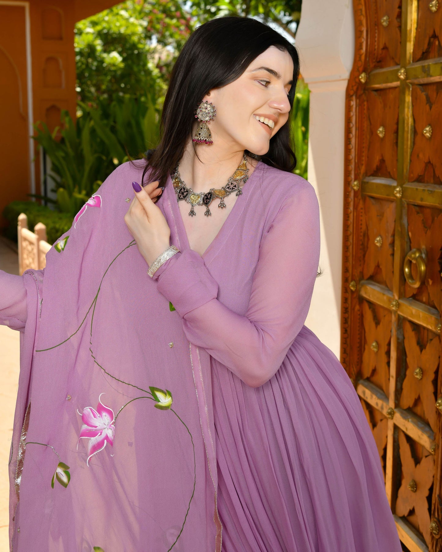 Sayuri Handpainted Georgette Suit Set My Store