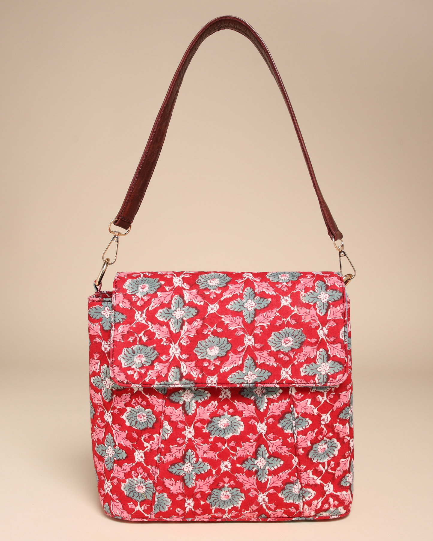 Honeycrisp Cotton Blockprinted Medium Shoulder Bag Quick Cart