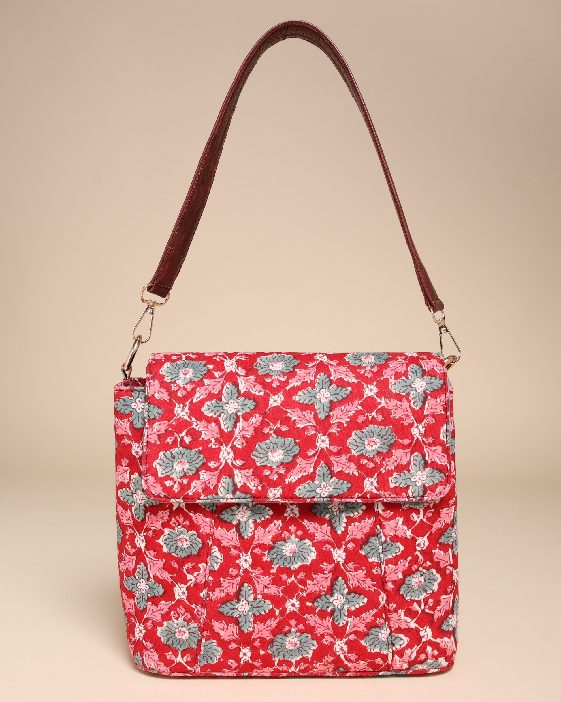 Honeycrisp Cotton Blockprinted Medium Shoulder Bag Quick Cart