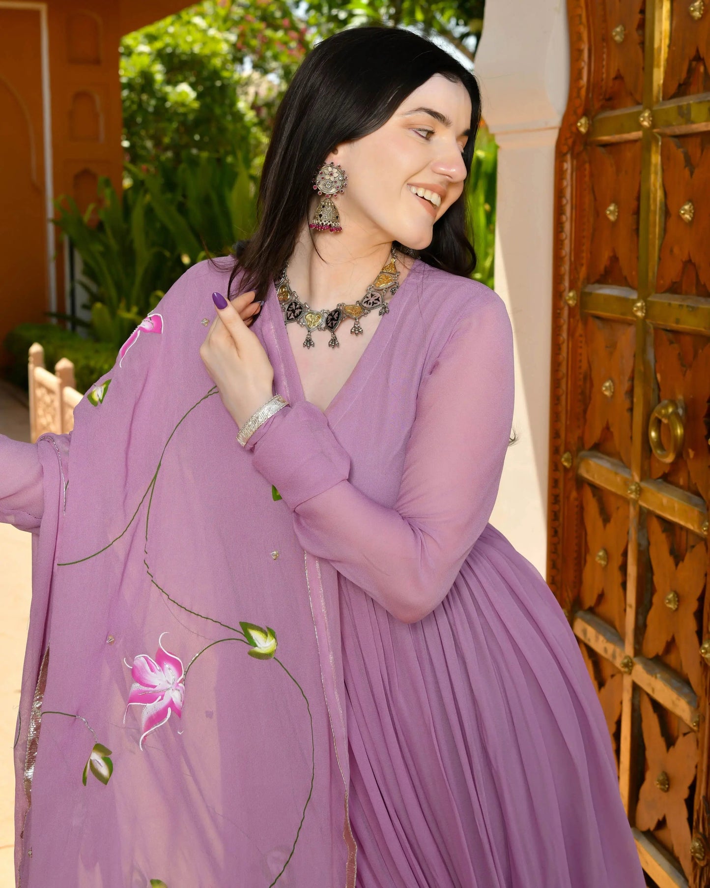 Sayuri Handpainted Georgette Suit Set My Store