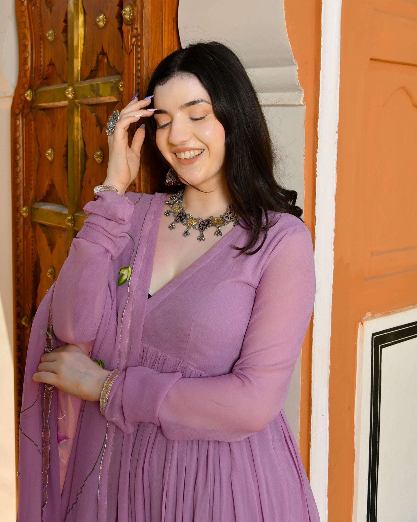 Sayuri Handpainted Georgette Suit Set My Store