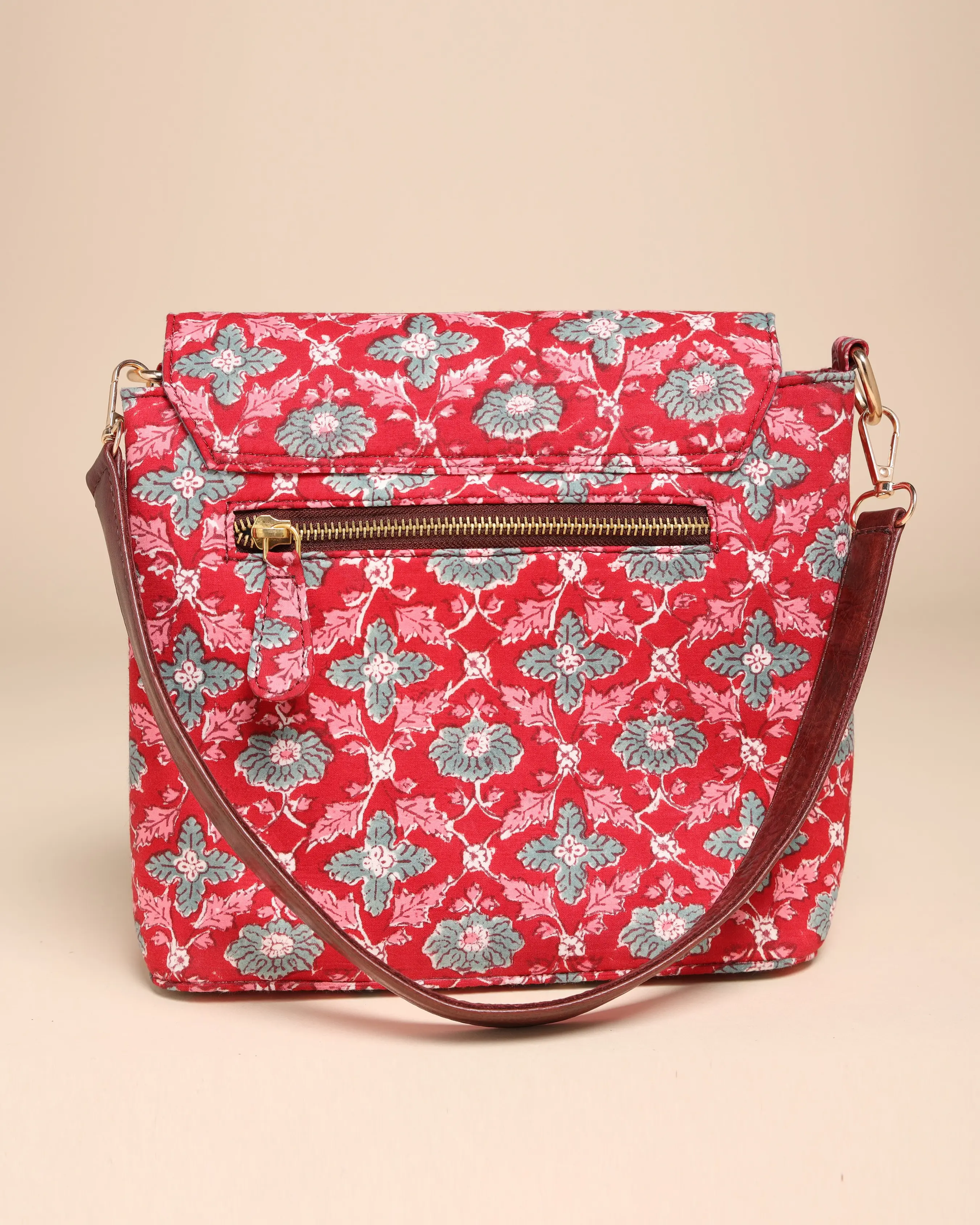Honeycrisp Cotton Blockprinted Medium Shoulder Bag My Store