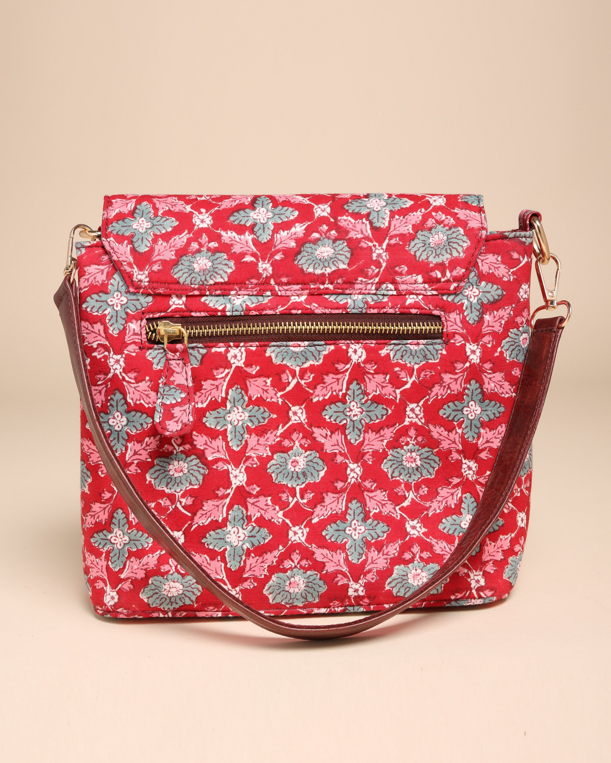 Honeycrisp Cotton Blockprinted Medium Shoulder Bag Quick Cart