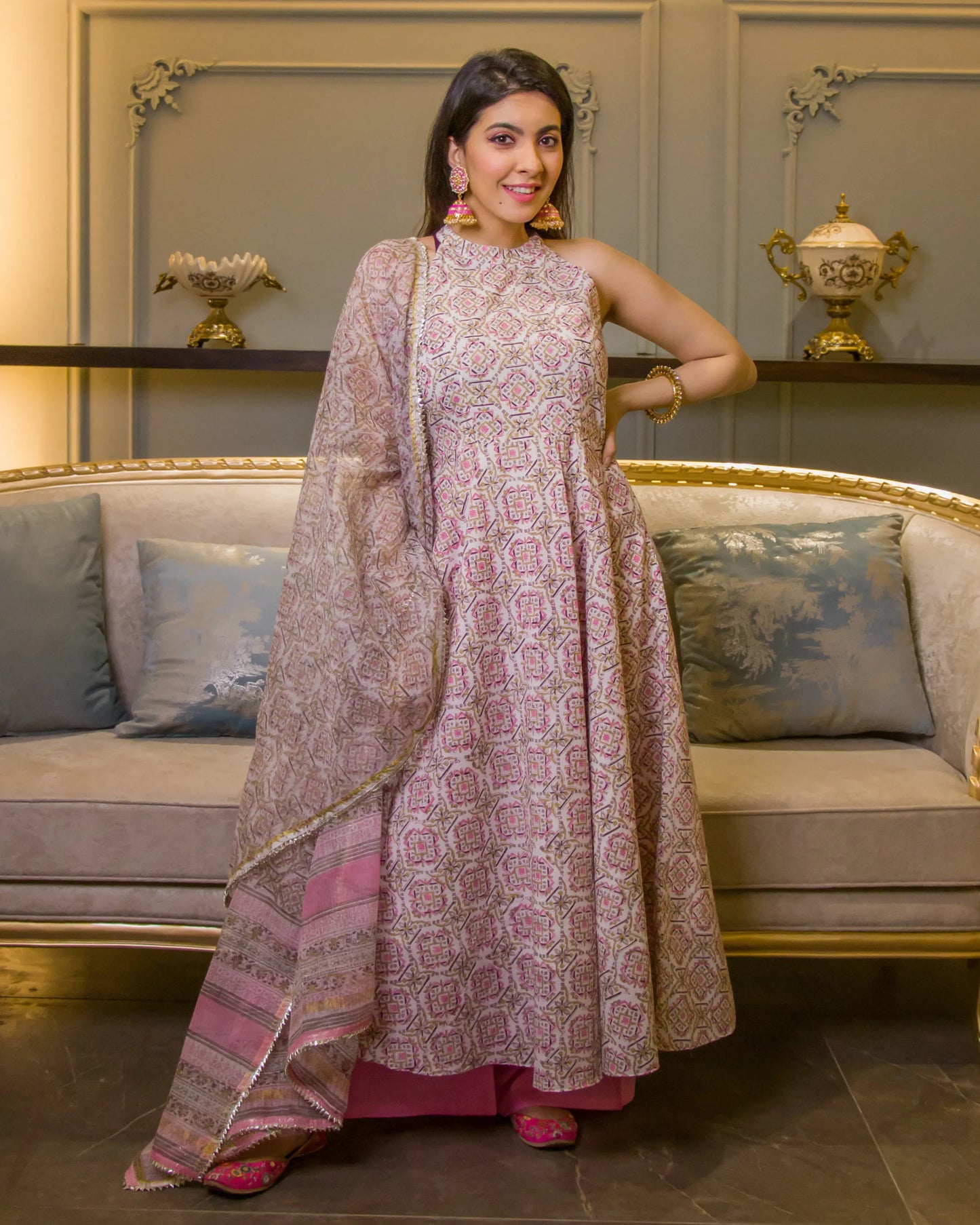 Tisha Handblock Doriya Suit Set My Store