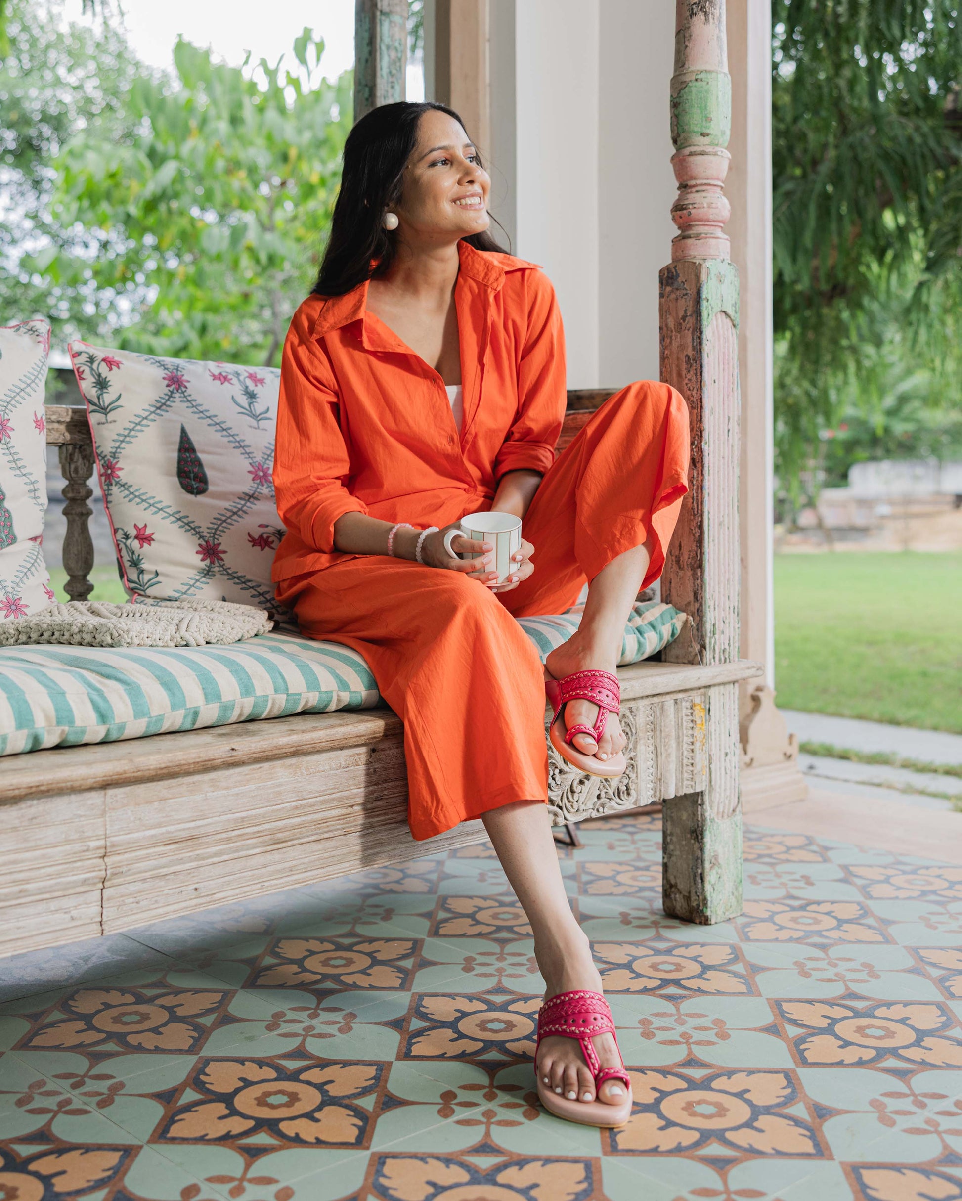 Sienna Pink Kolha Flats My Store