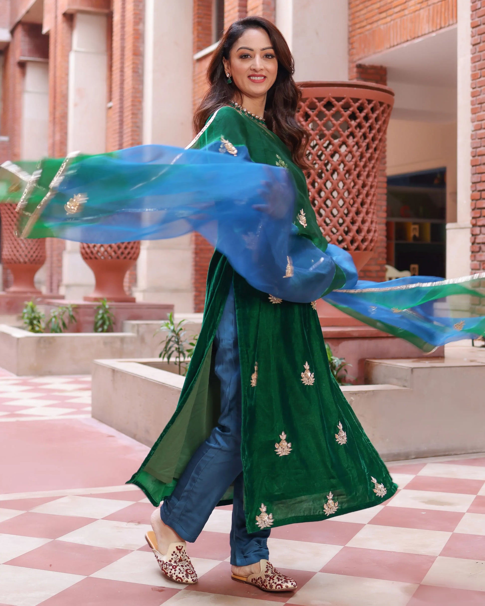 Classic Green Velvet Handcrafted Suit Set My Store