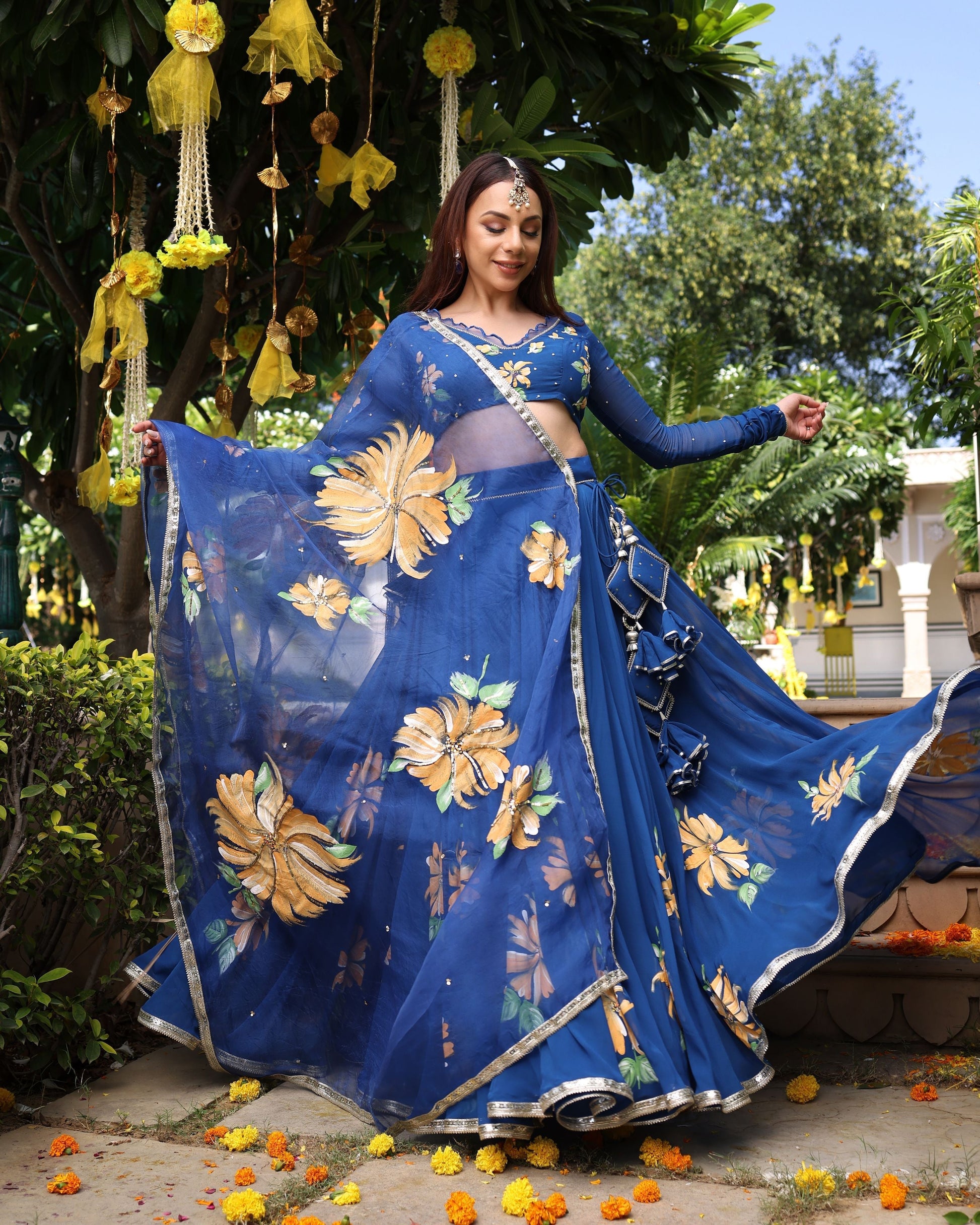 Madison Blue Handpainted Georgette Lehenga Set Quick Cart