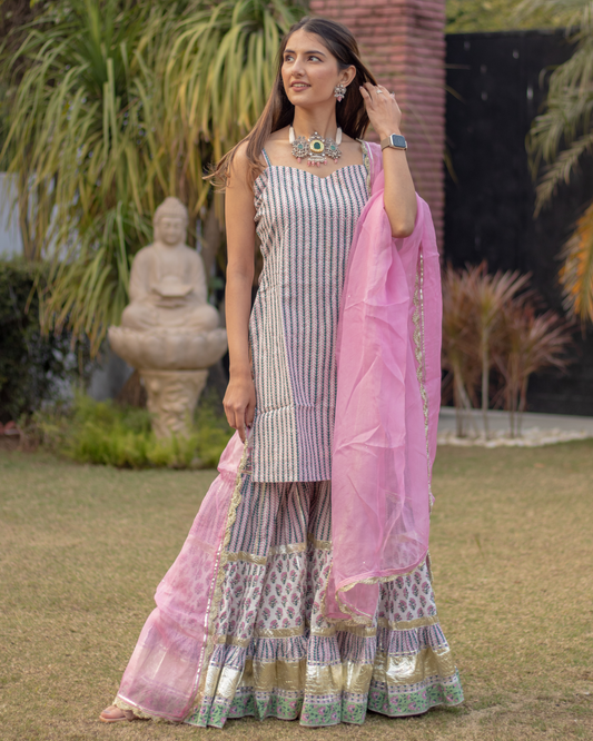 SUGAR SWIZZLE HANDBLOCK SHARARA SET My Store