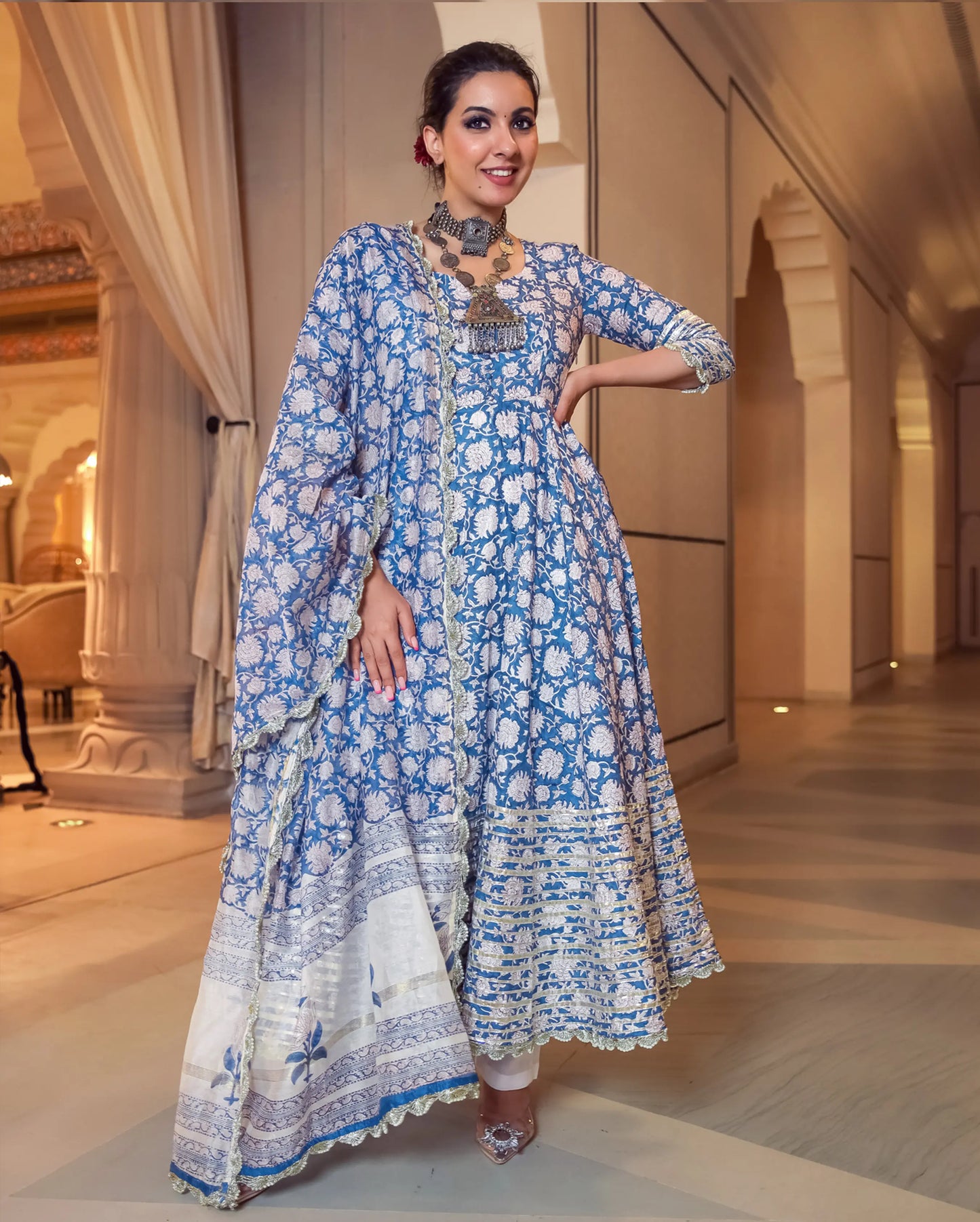 Tropical Sugar Handblock Gota Suit Set My Store