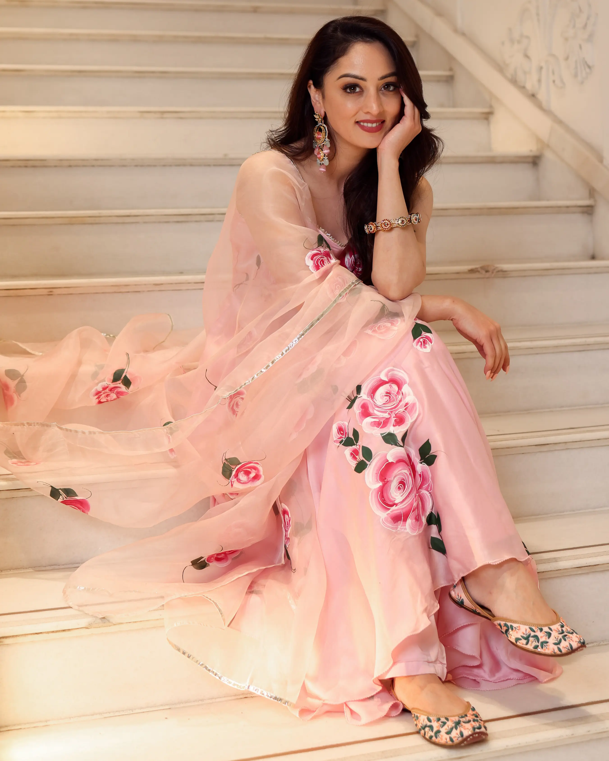 Pink Marble Handpainted Suit Set My Store