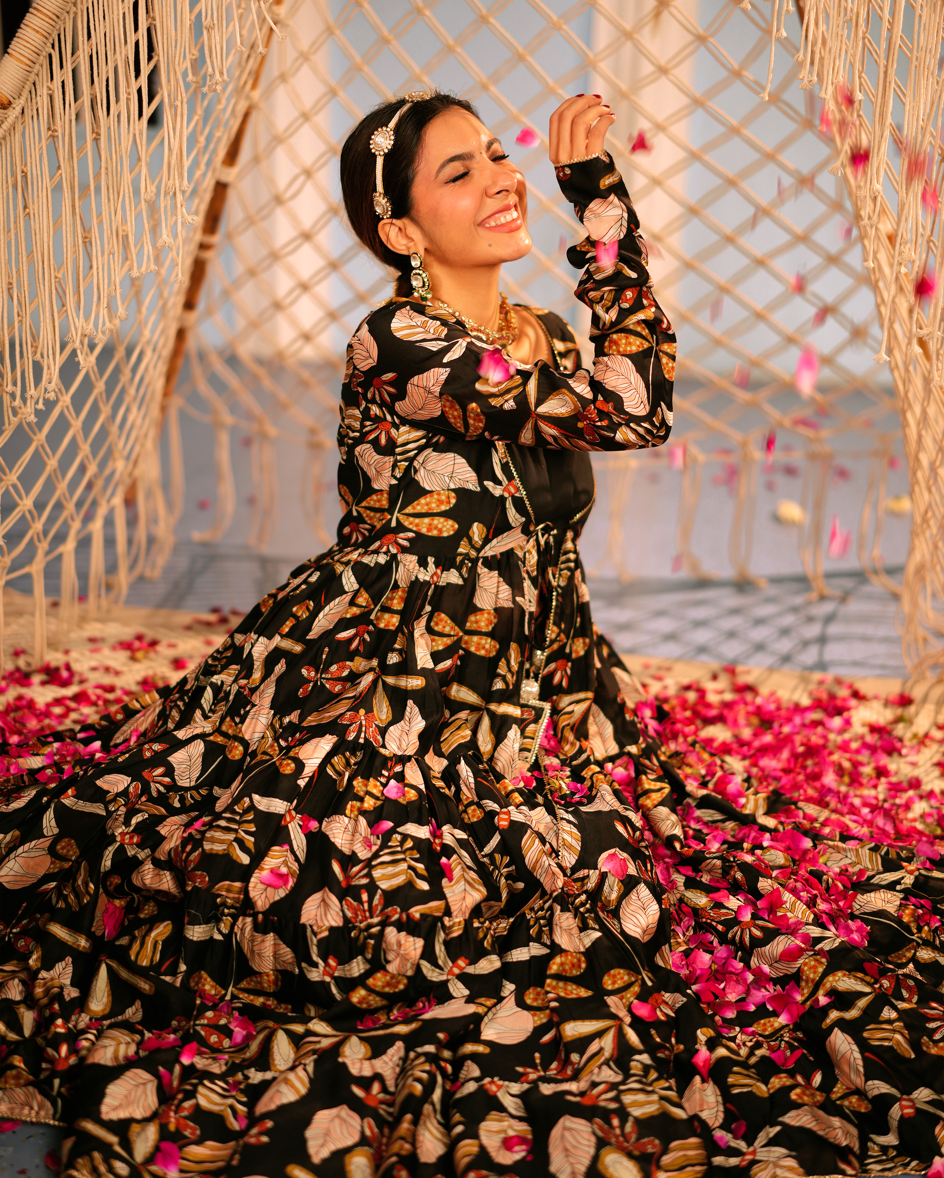 Jama Black Printed Chanderi Coord Set My Store