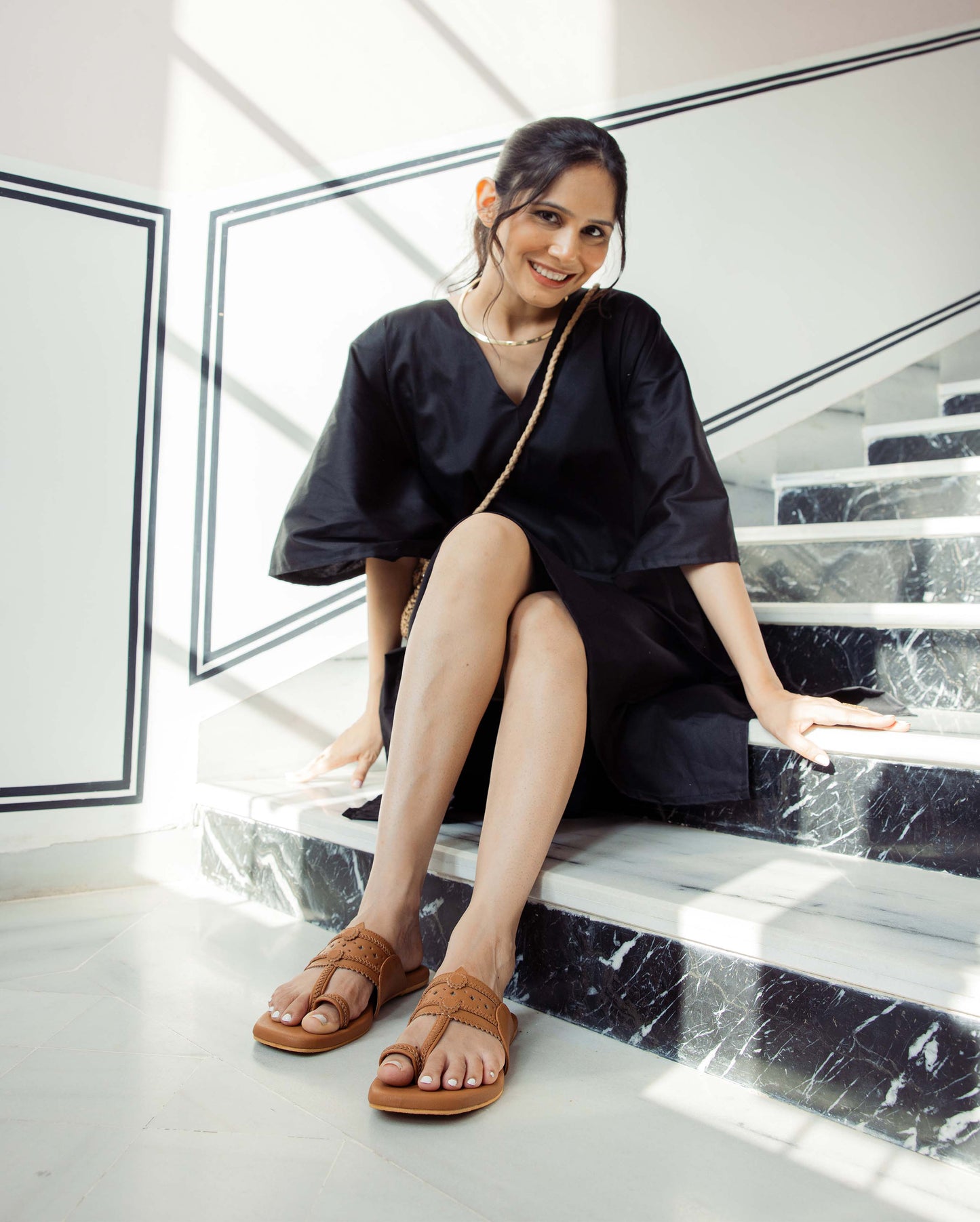 Burlywood Solid Kolha Flats My Store