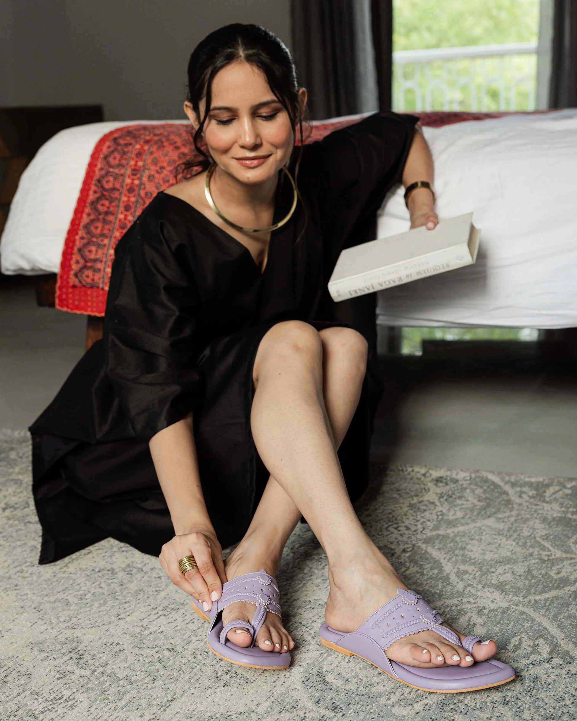 Chatelle Lavender Solid Kolha Flats My Store