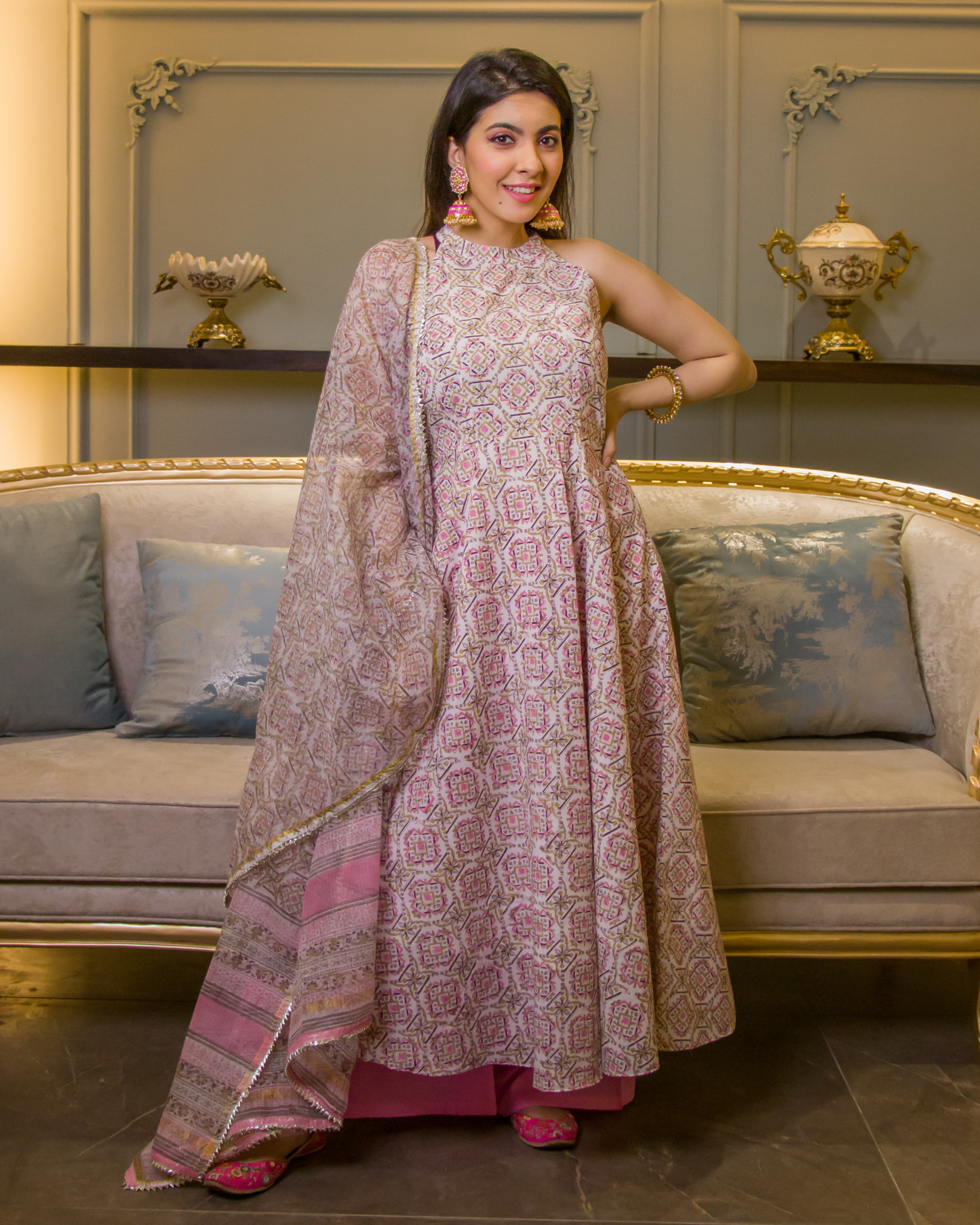 Tisha Handblock Doriya Suit Set Quick Cart