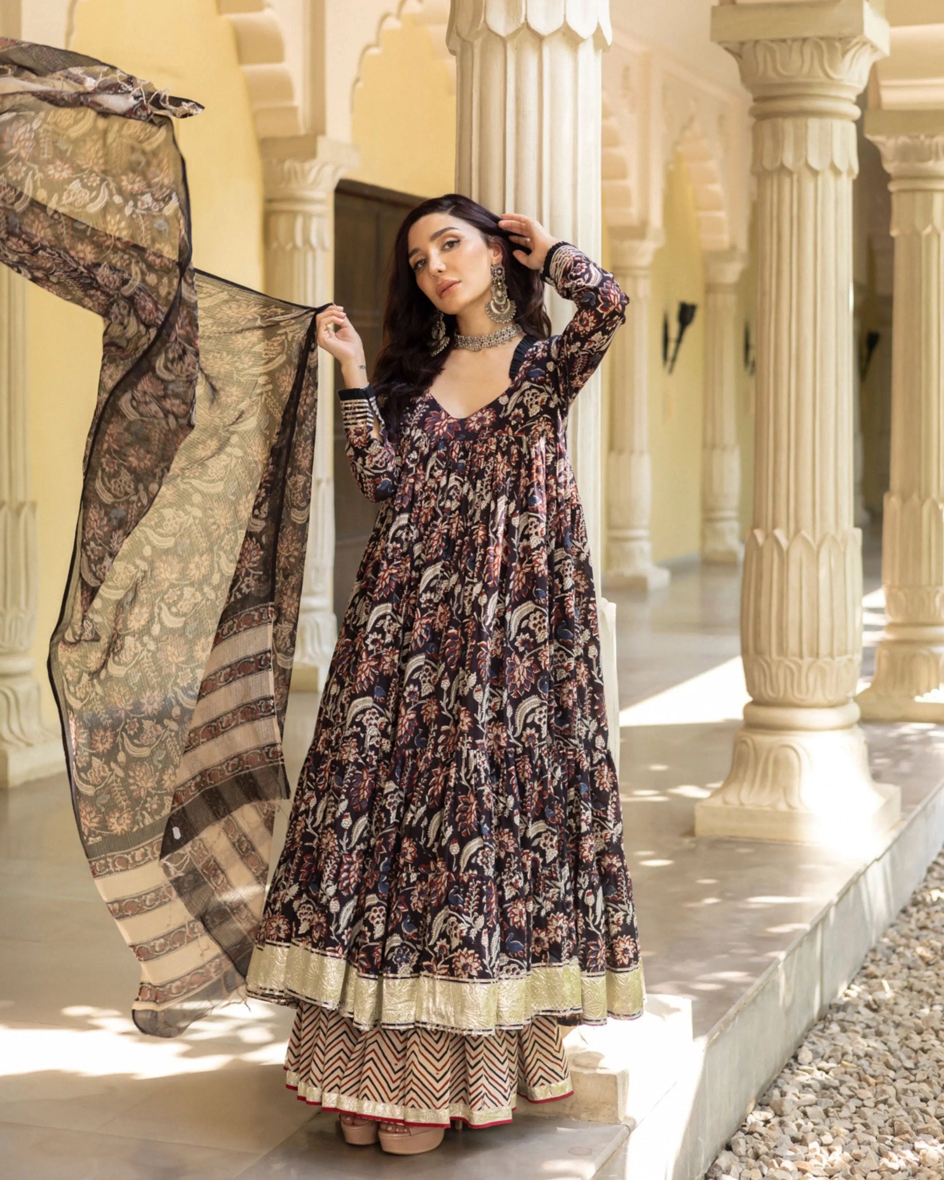 Vaniki Handblock Tier Sharara Set My Store