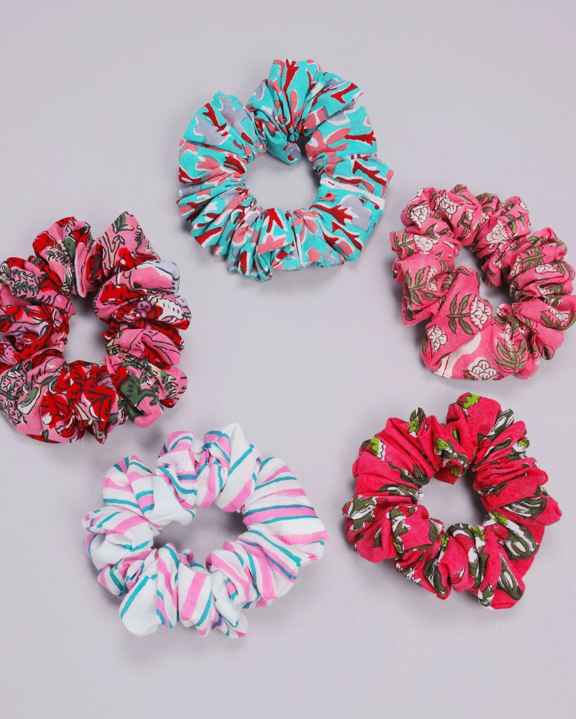 Holy Berry Cotton Handblock Scrunchie Set My Store