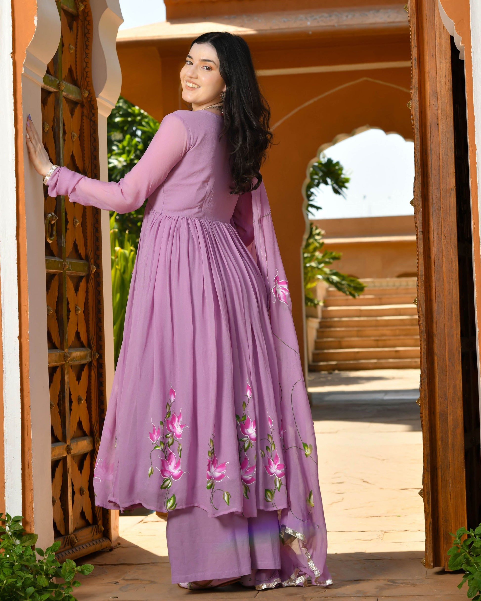 Sayuri Handpainted Georgette Suit Set My Store