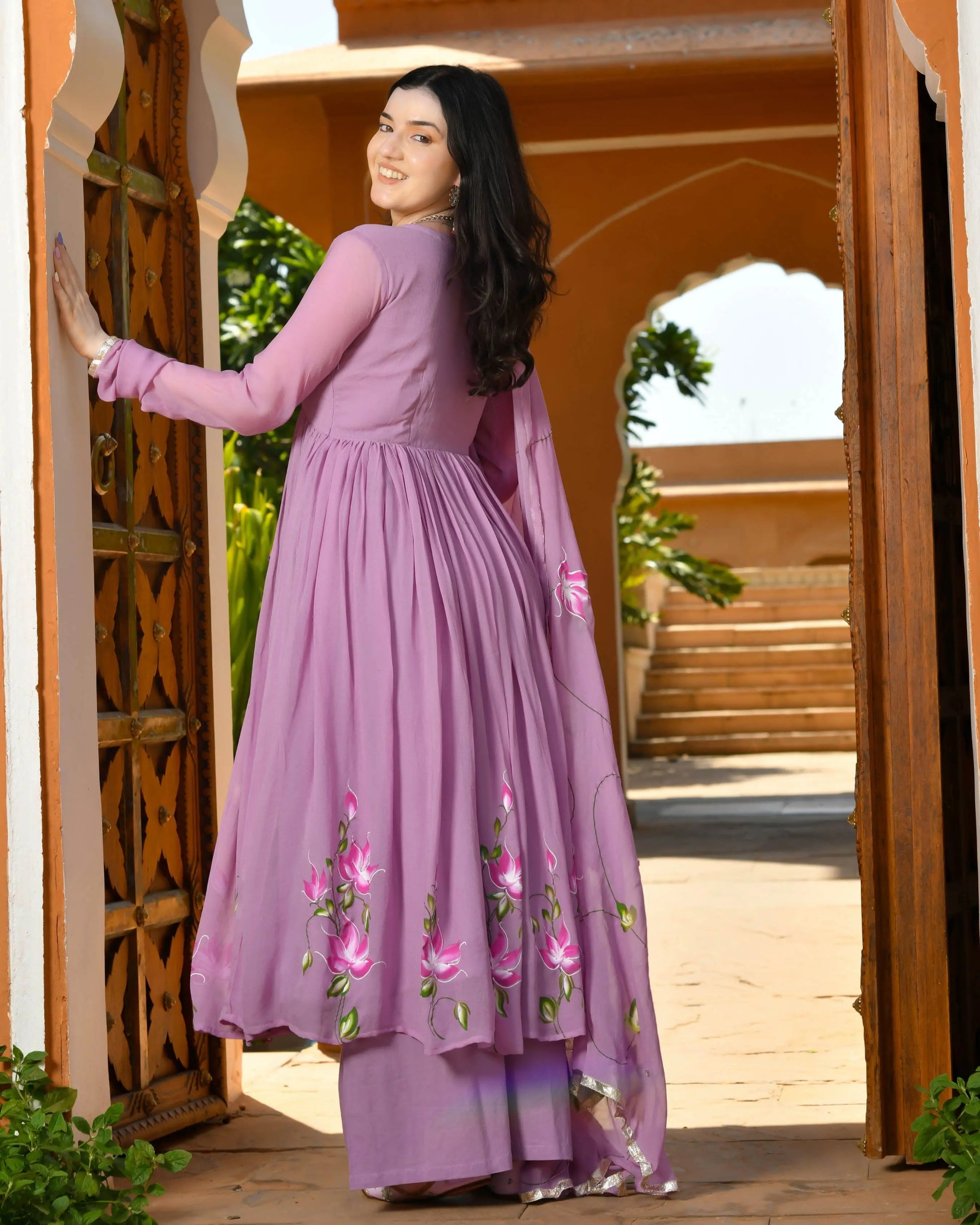 Sayuri Handpainted Georgette Suit Set My Store