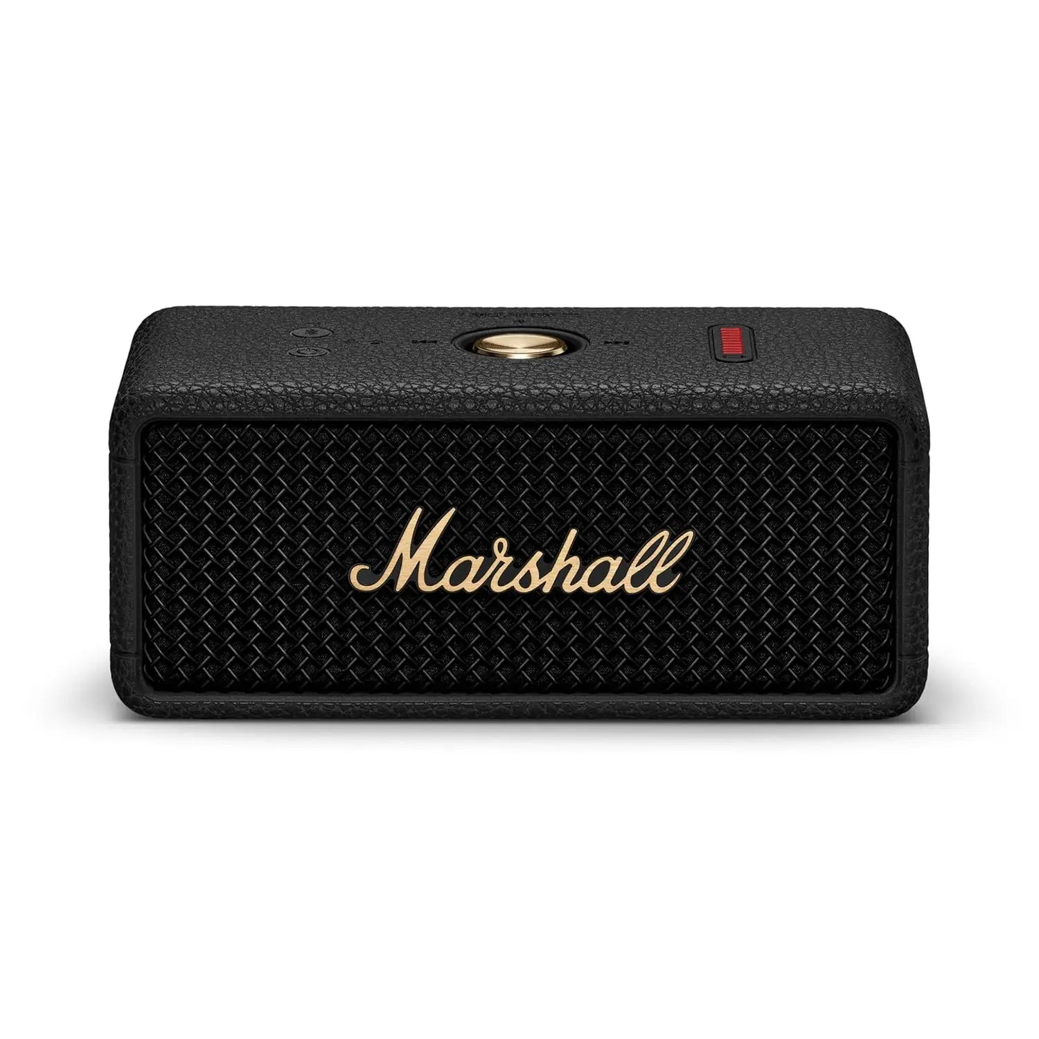 Marshall Emberton III Compact Portable Bluetooth Speaker with 32+ Hours of Playtime, 360° Sound, Dust & Waterproof (IP67) – Black & Brass.