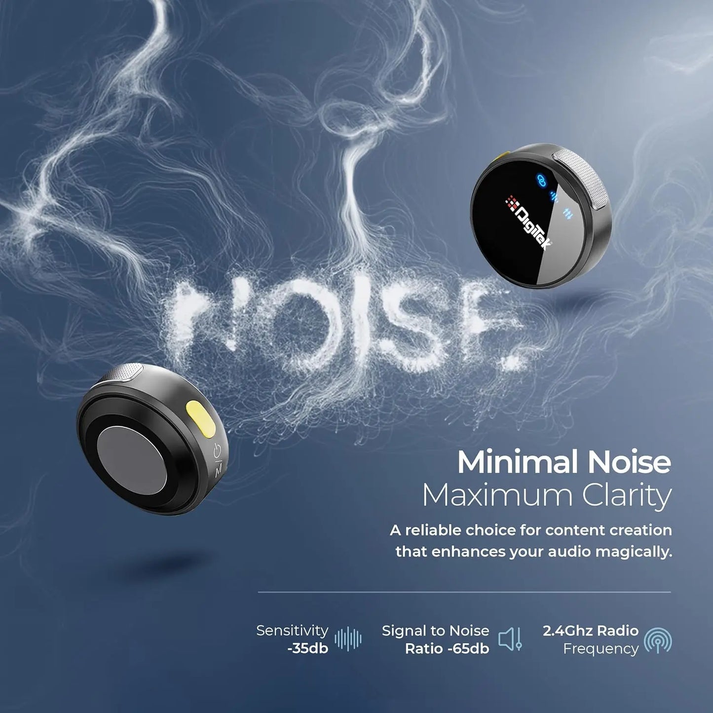 Digitek DWM-116 2-in-1 Wireless Microphone 2.4GHz, Magnetic Collar Clip