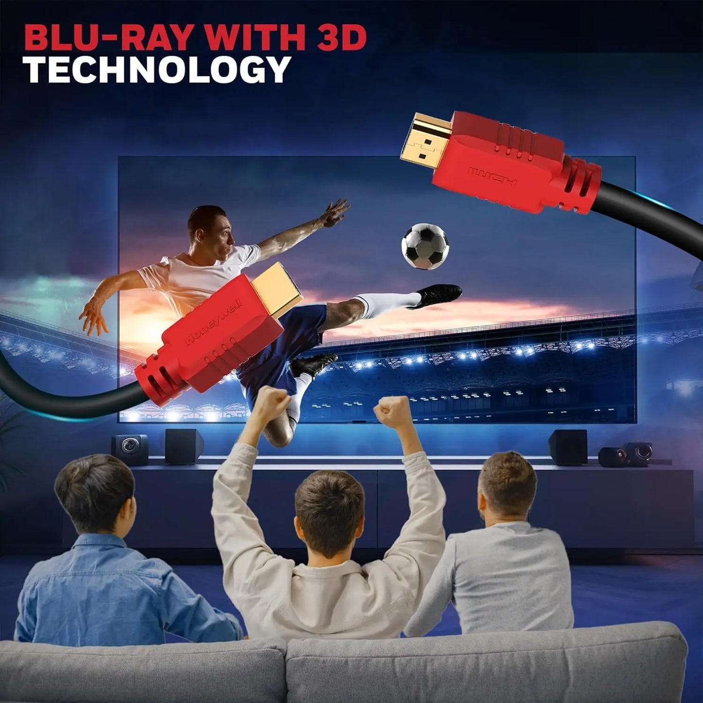 Honeywell HDMI Cable v1.4 with Ethernet, 3D/4Kx2K Ultra HD Resolution, 16.5ft/5 Meter, 10.2 GBPS Transmission Speed, Compatible with All HDMI Devices Laptop Desktop TV Set-top Box Gaming Console-Black