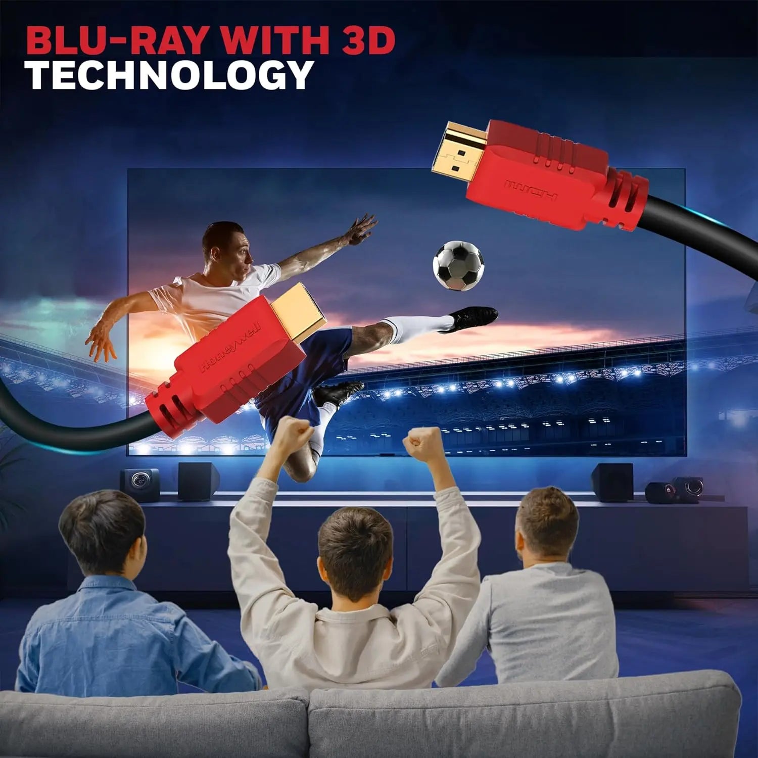 Honeywell HDMI Cable v1.4 with Ethernet, 3D/4Kx2K Ultra HD Resolution, 20 Mtr, 10.2 GBPS Transmission Speed, Compatible with all HDMI Devices Laptop Desktop TV Set-top Box Gaming Console