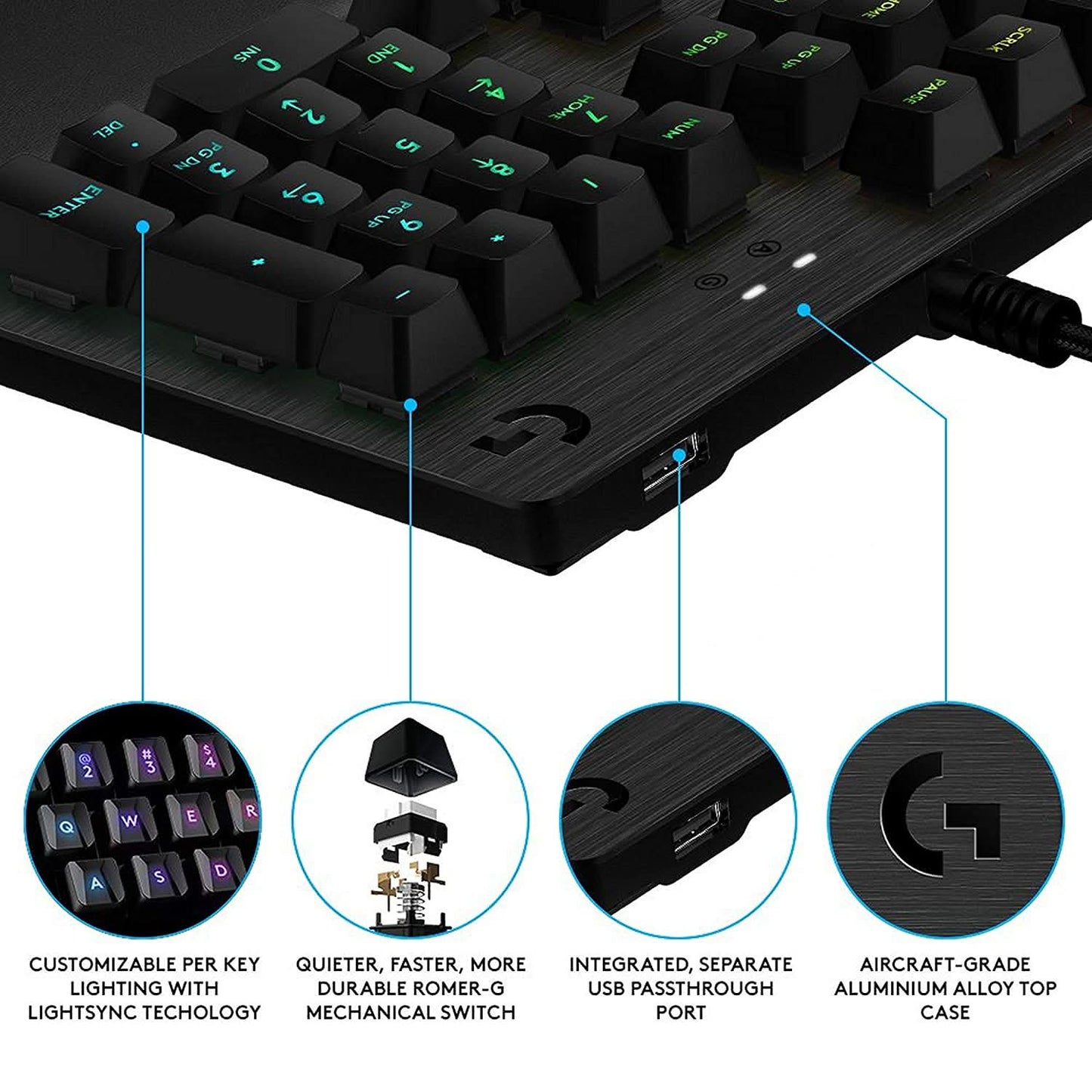 Logitech G512 Wired Carbon Mechanical Gaming Keyboard GX Blue Switches Black