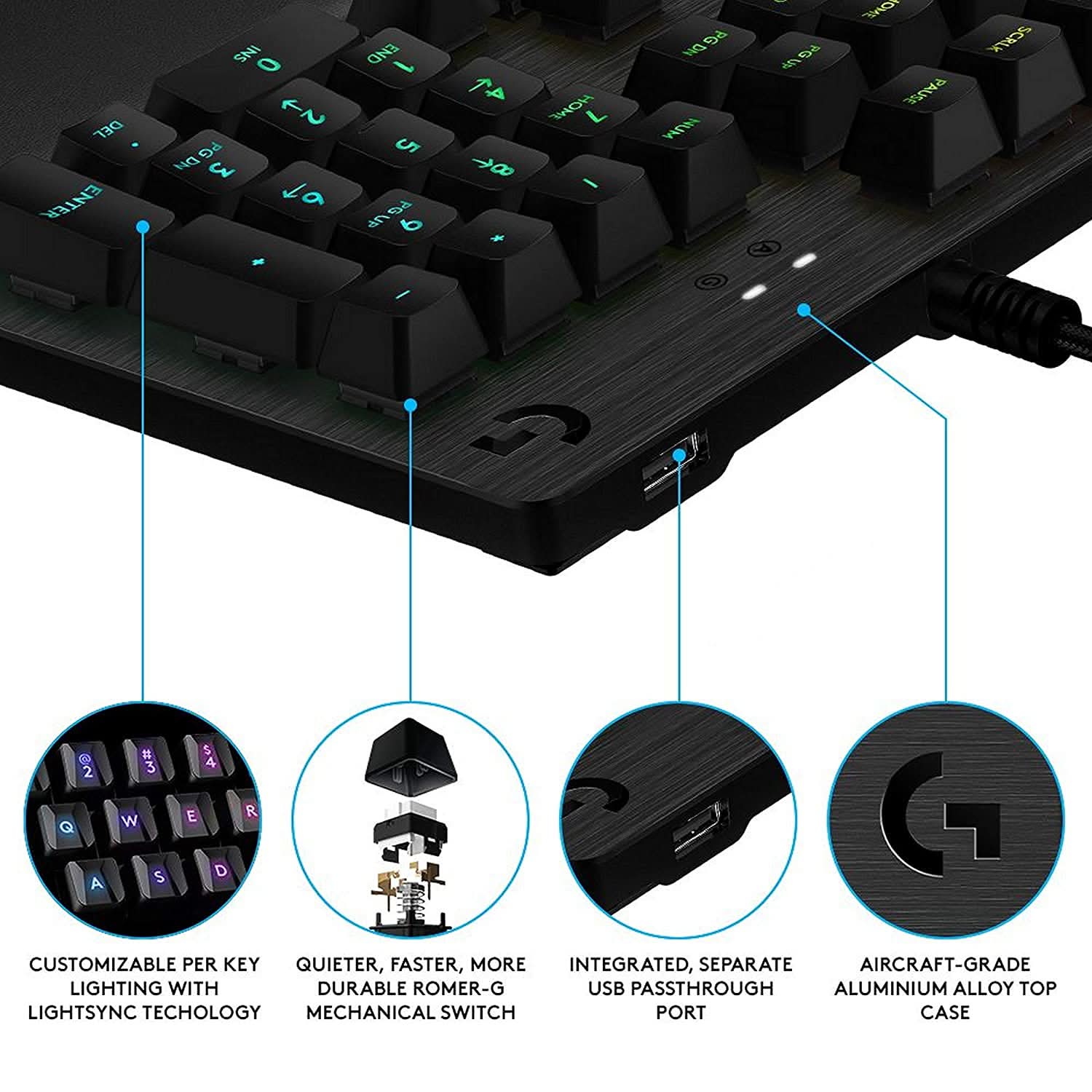 Logitech G512 Wired Carbon Mechanical Gaming Keyboard GX Blue Switches Black