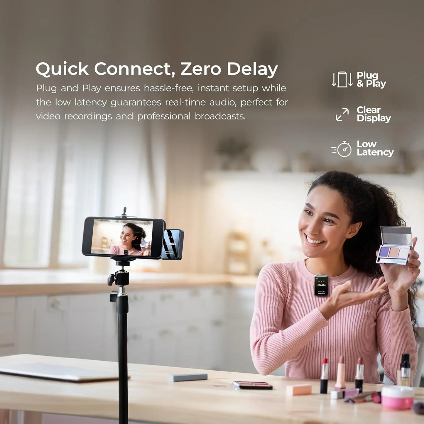 Digitek DWM-110 2-in-1 Wireless Microphone System with 2.4GHz RF, 50m Range, 8Hr Run Time, Plug & Play